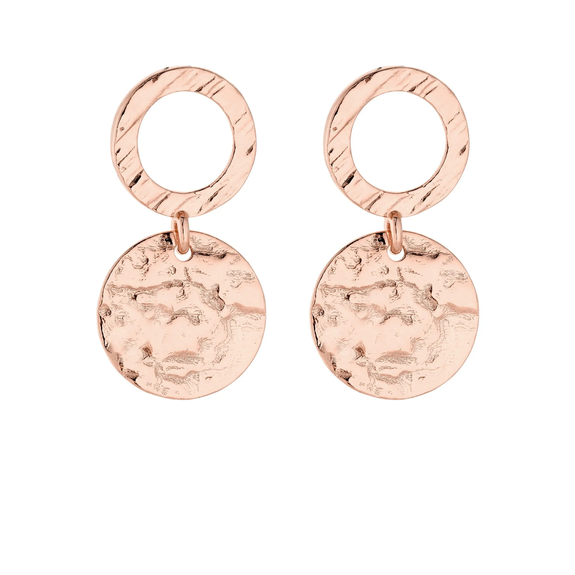 Kolczyki z nieregularnymi kołami z różowego złota