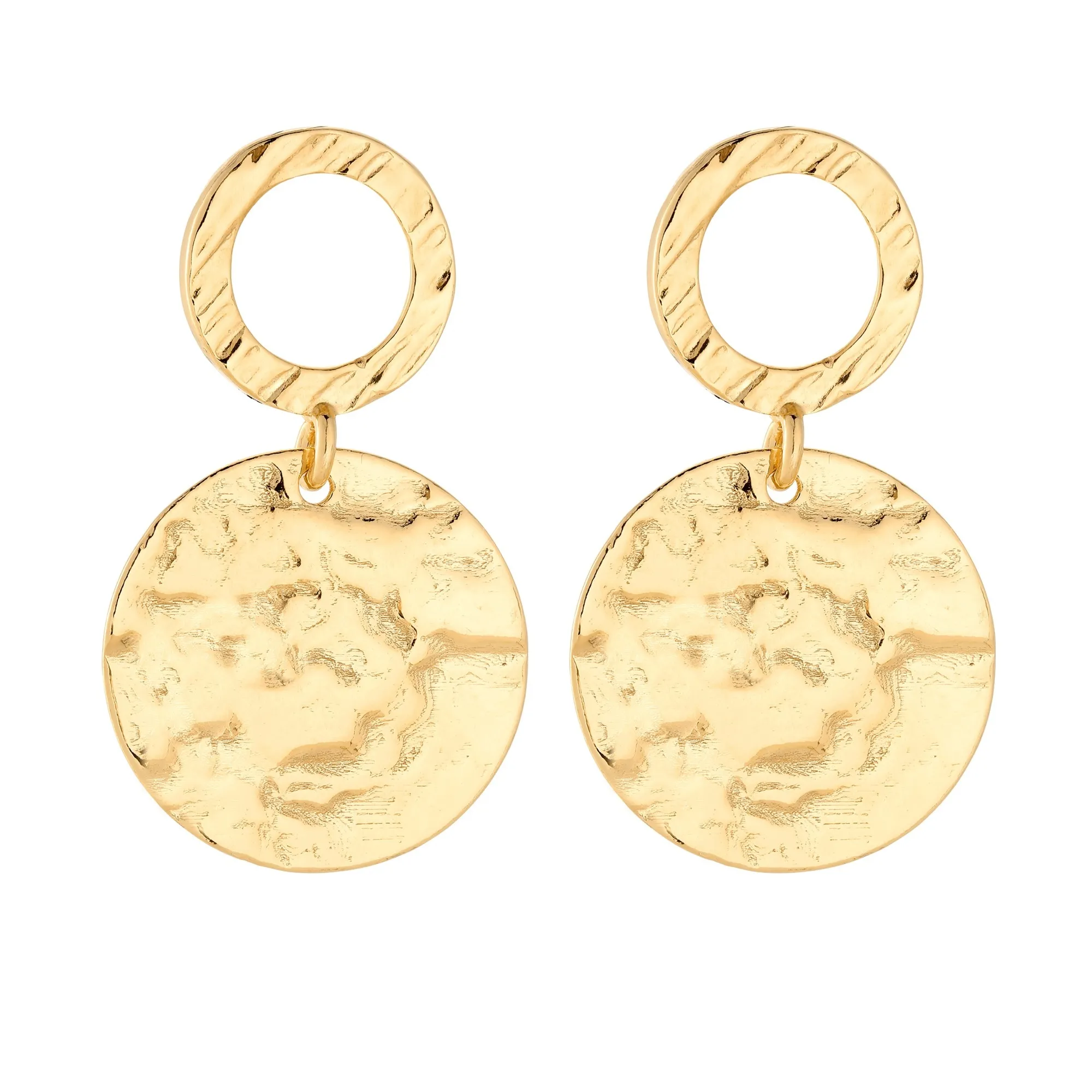 Złote kolczyki z nieregularnymi dużymi kołami