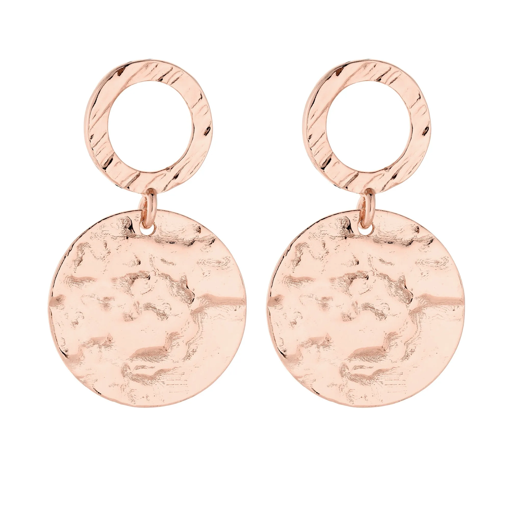 Kolczyki z nieregularnymi dużymi kołami z różowego złota