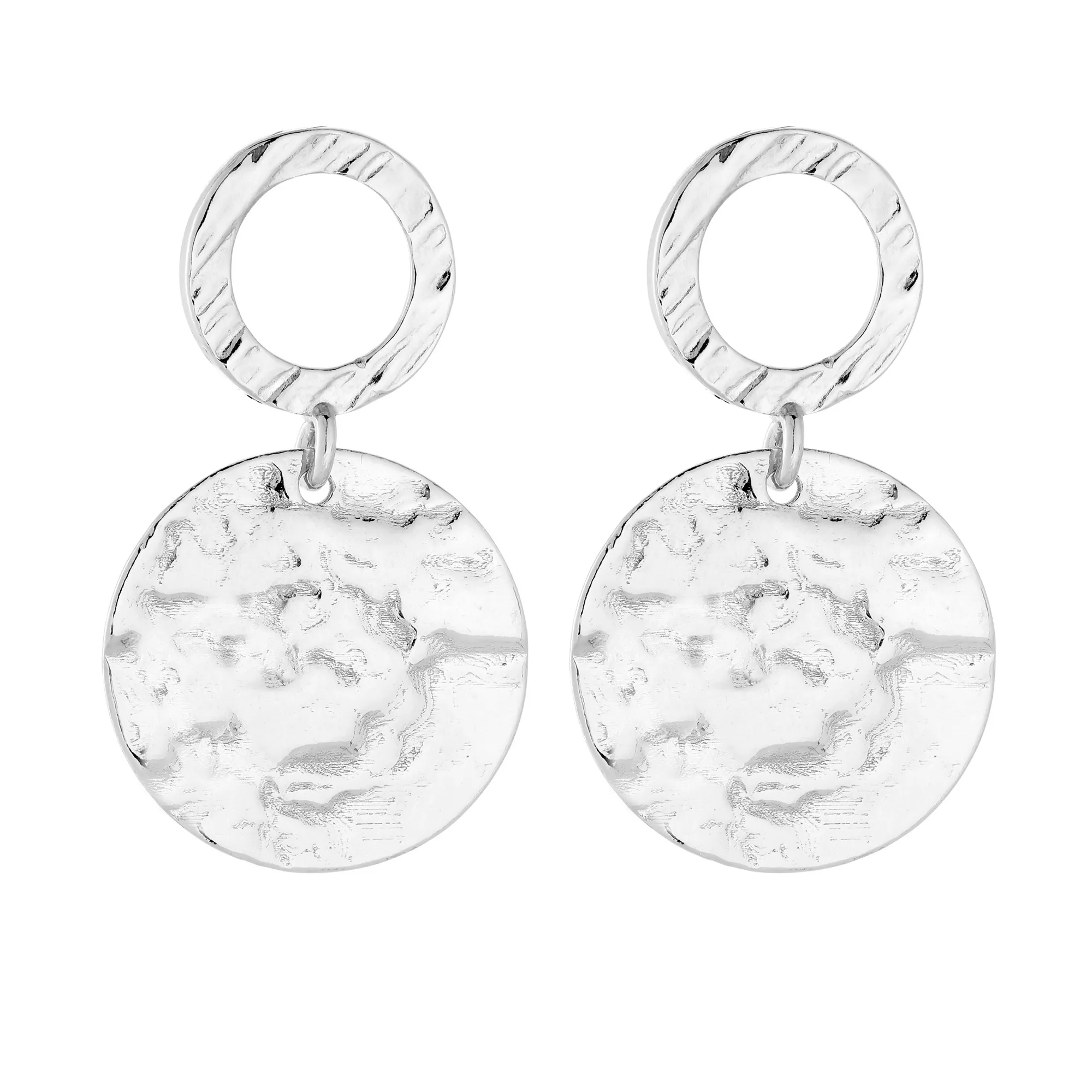 Srebrne kolczyki z nieregularnymi dużymi kołami