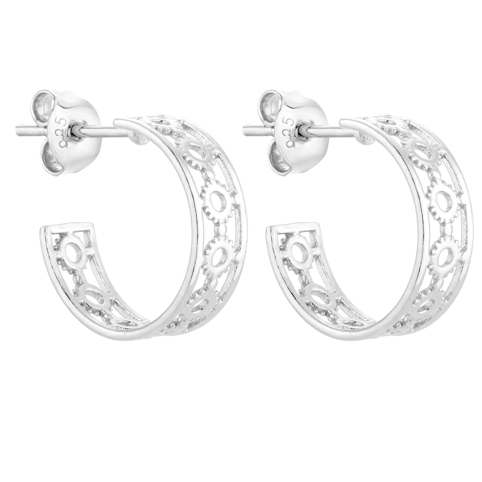 Srebrne małe kolczyki z ażurowym wzorem