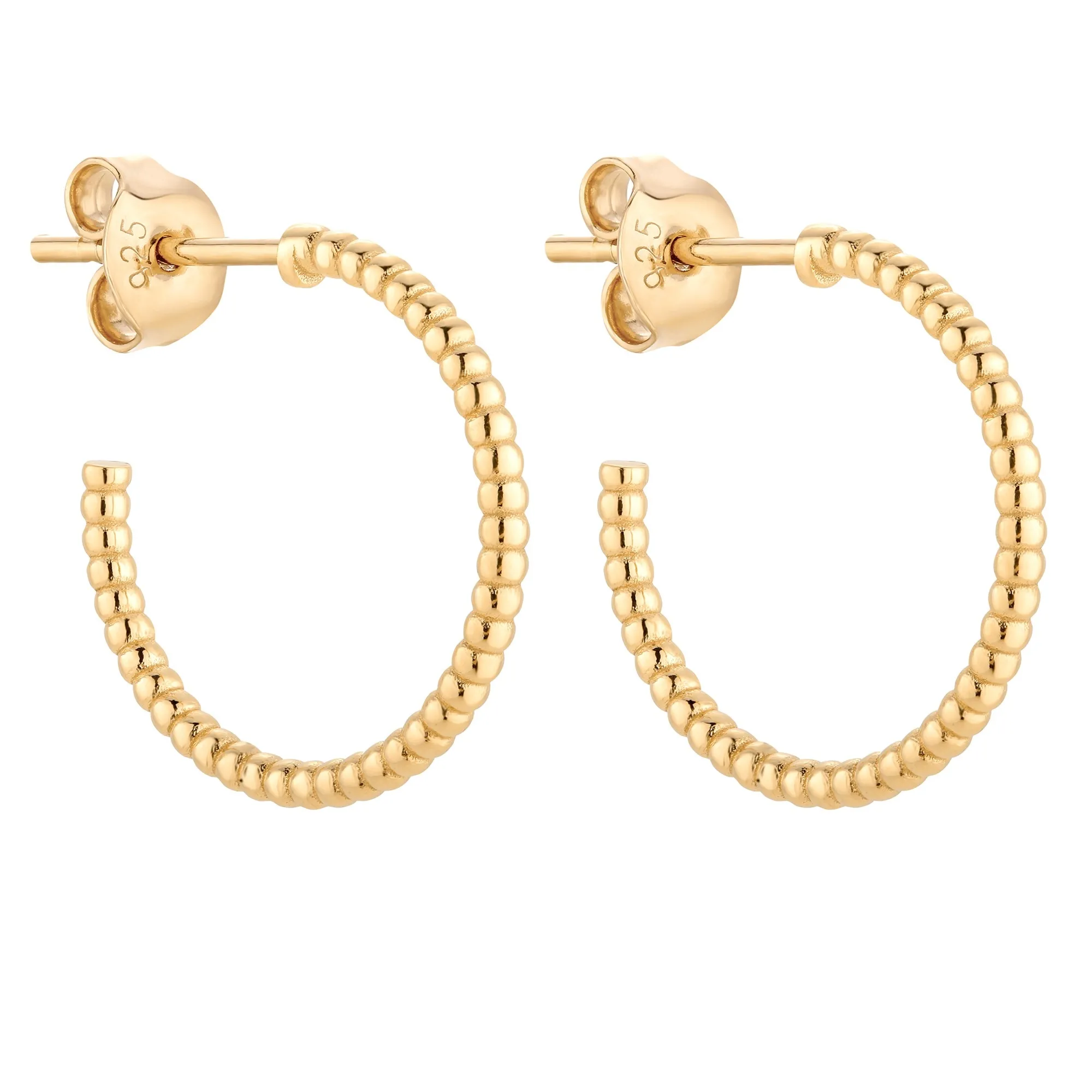 Złote zdobione kolczyki półkola