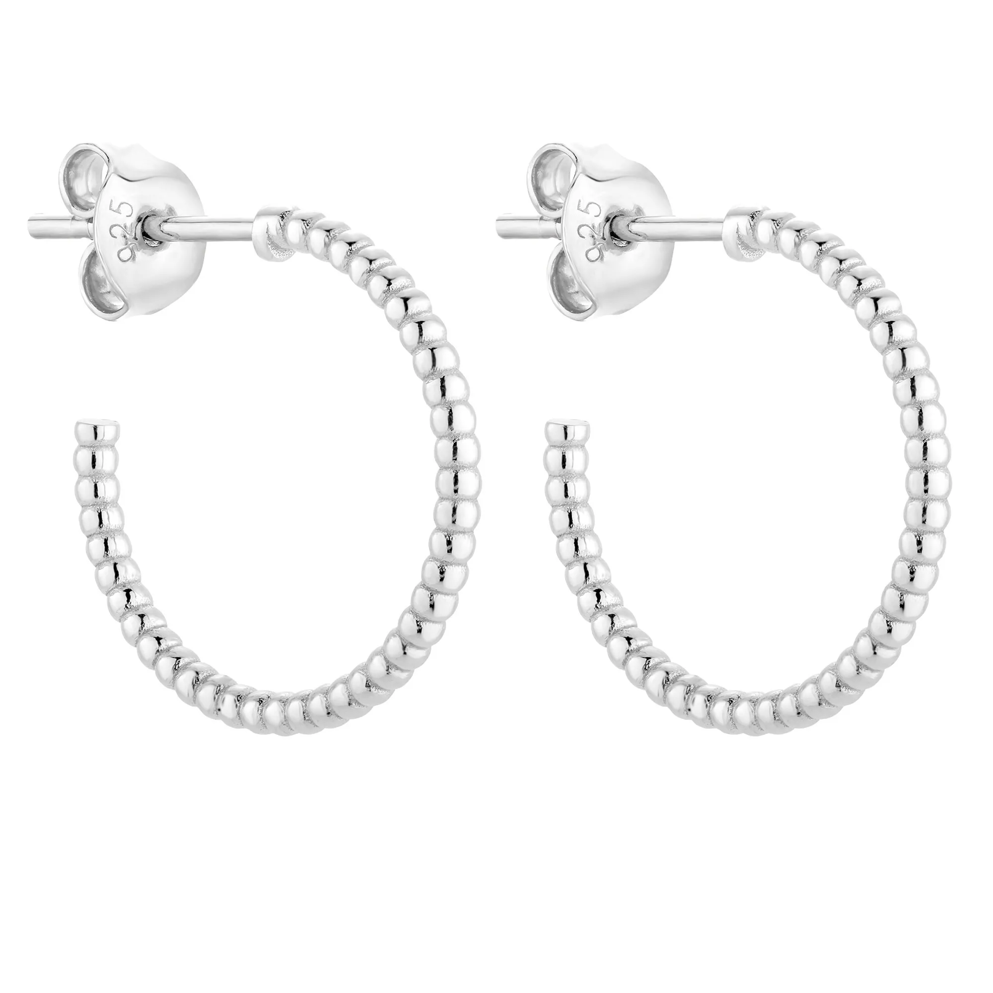 Srebrne zdobione kolczyki półkola