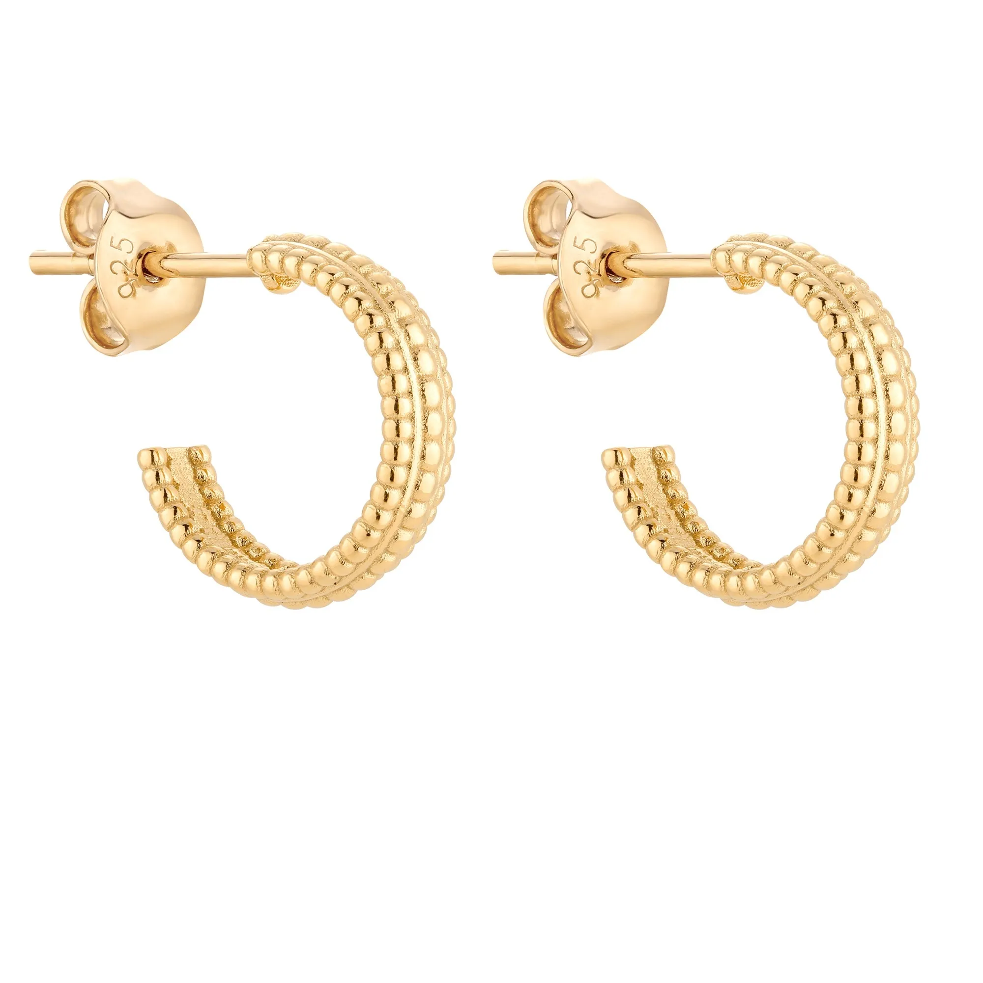 Złote zdobione kolczyki półkola