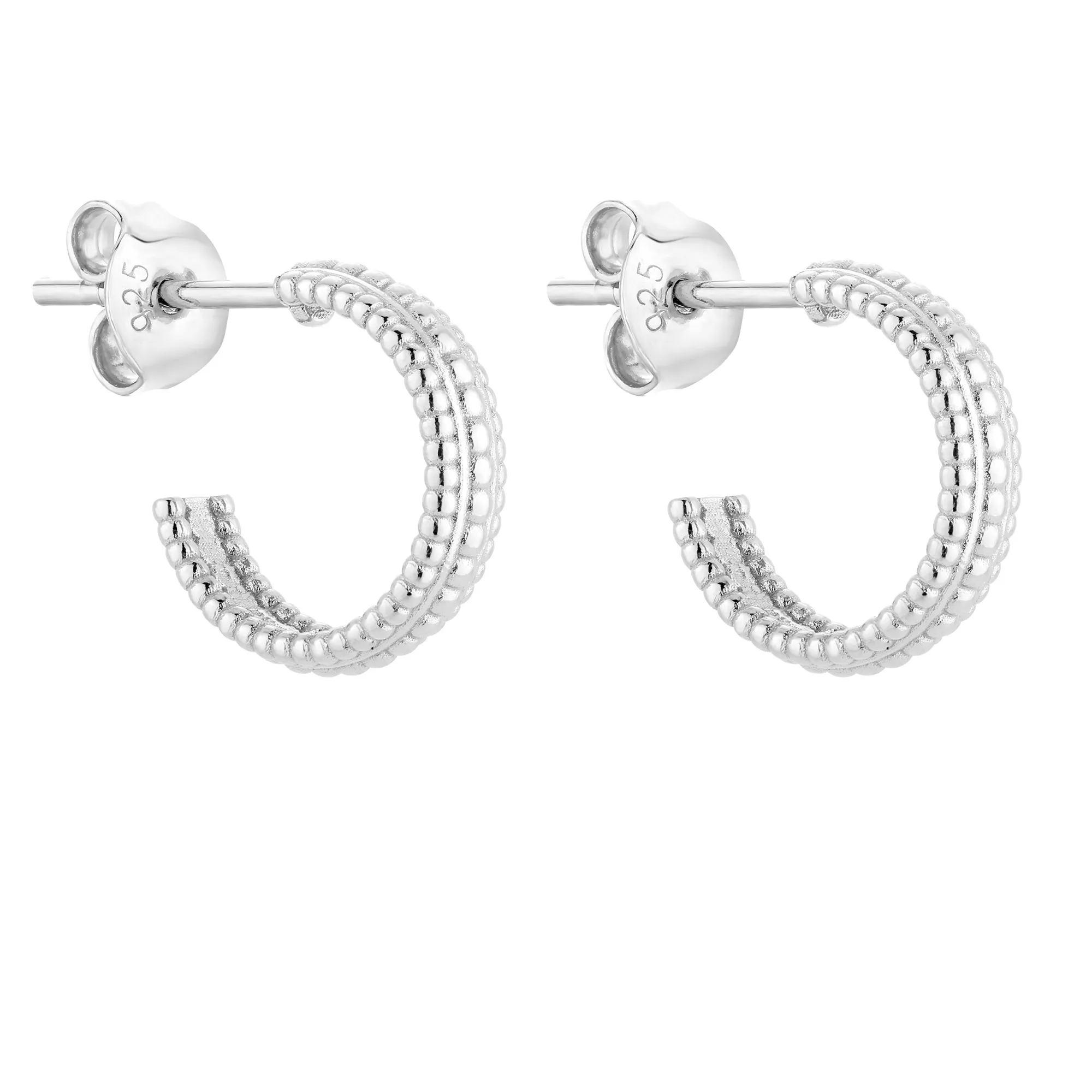 Srebrne zdobione kolczyki półkola