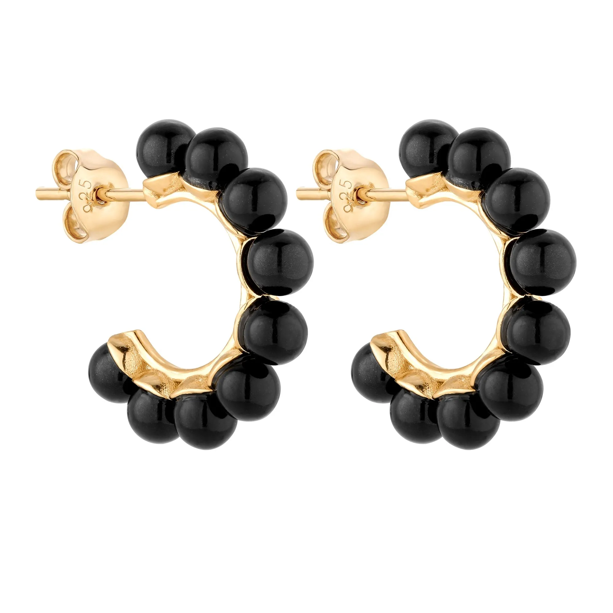 Złote kolczyki półkola z perłami Preciosa w kolorze Magic Black