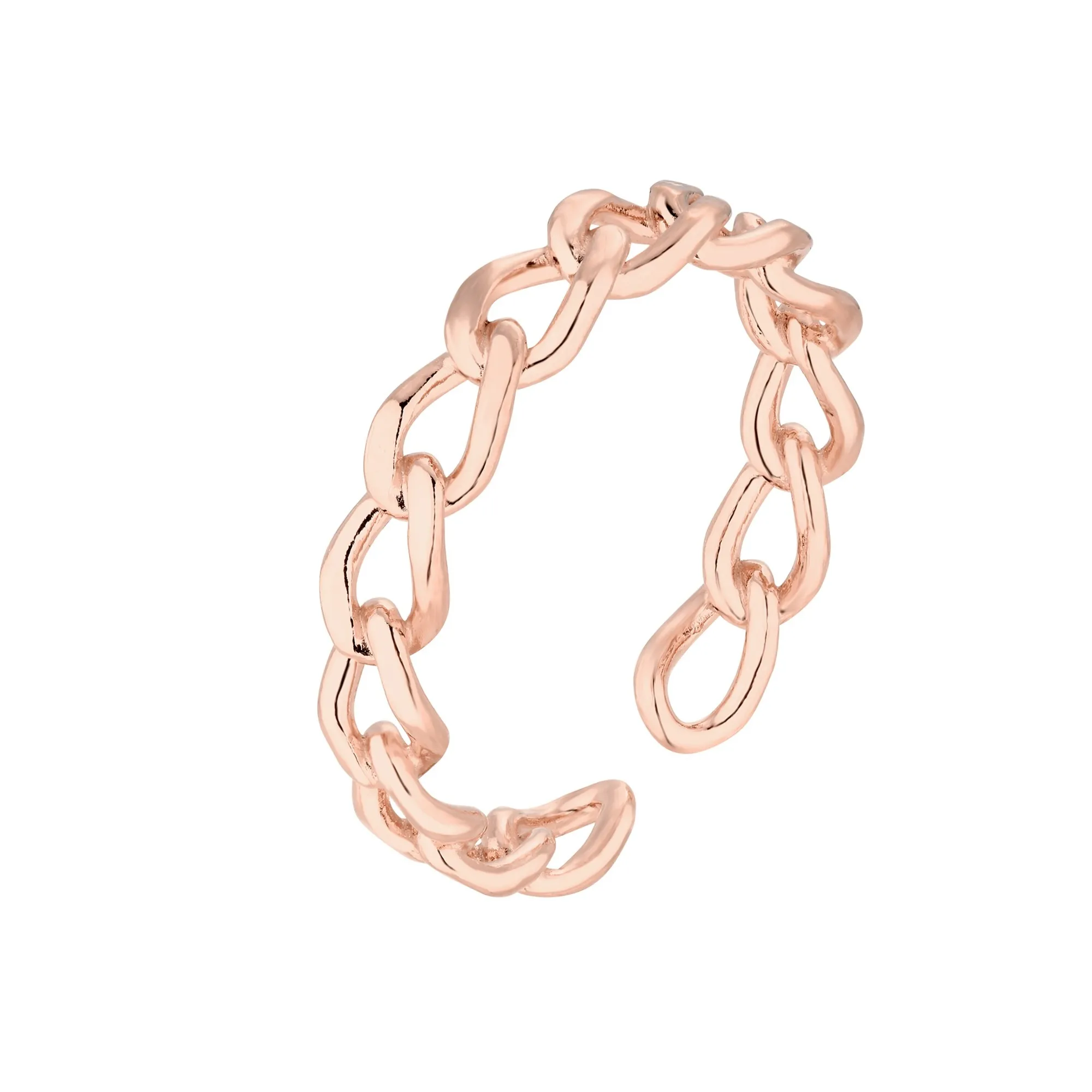 Łańcuchowy pierścionek z różowego złota