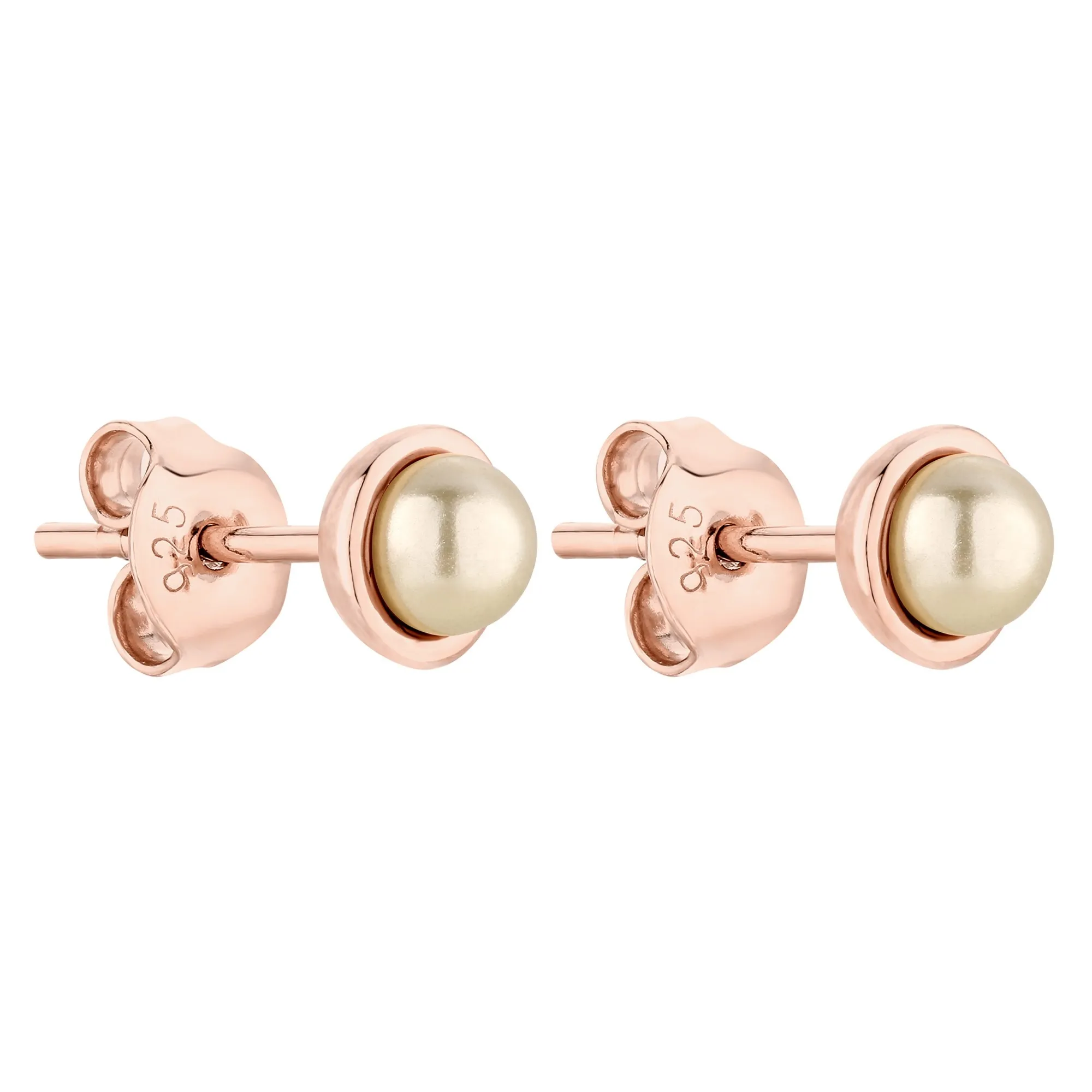Kolczyki z różowego złota z waniliowymi perłami Preciosa