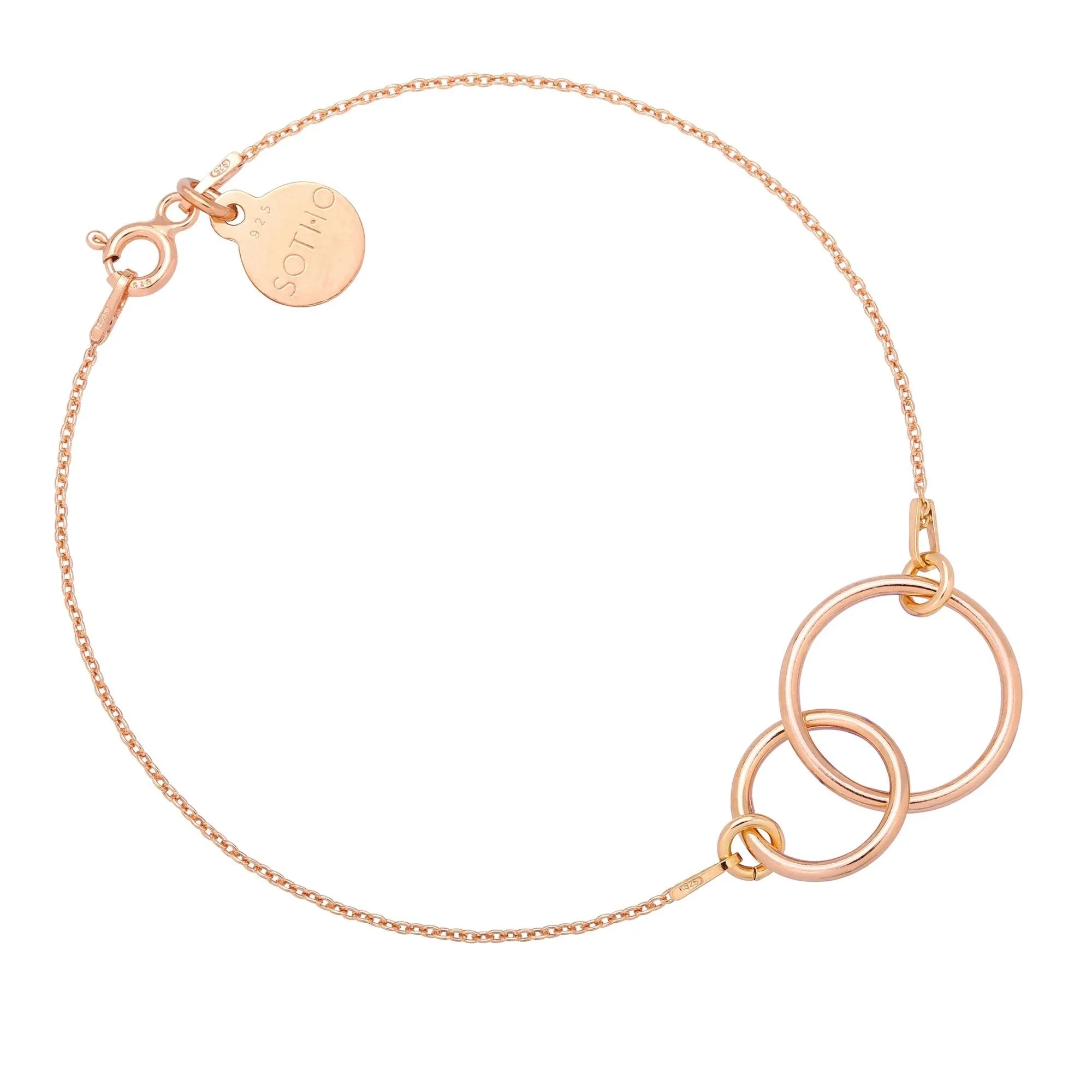 Bransoletka z różowego złota z dwoma kółkami