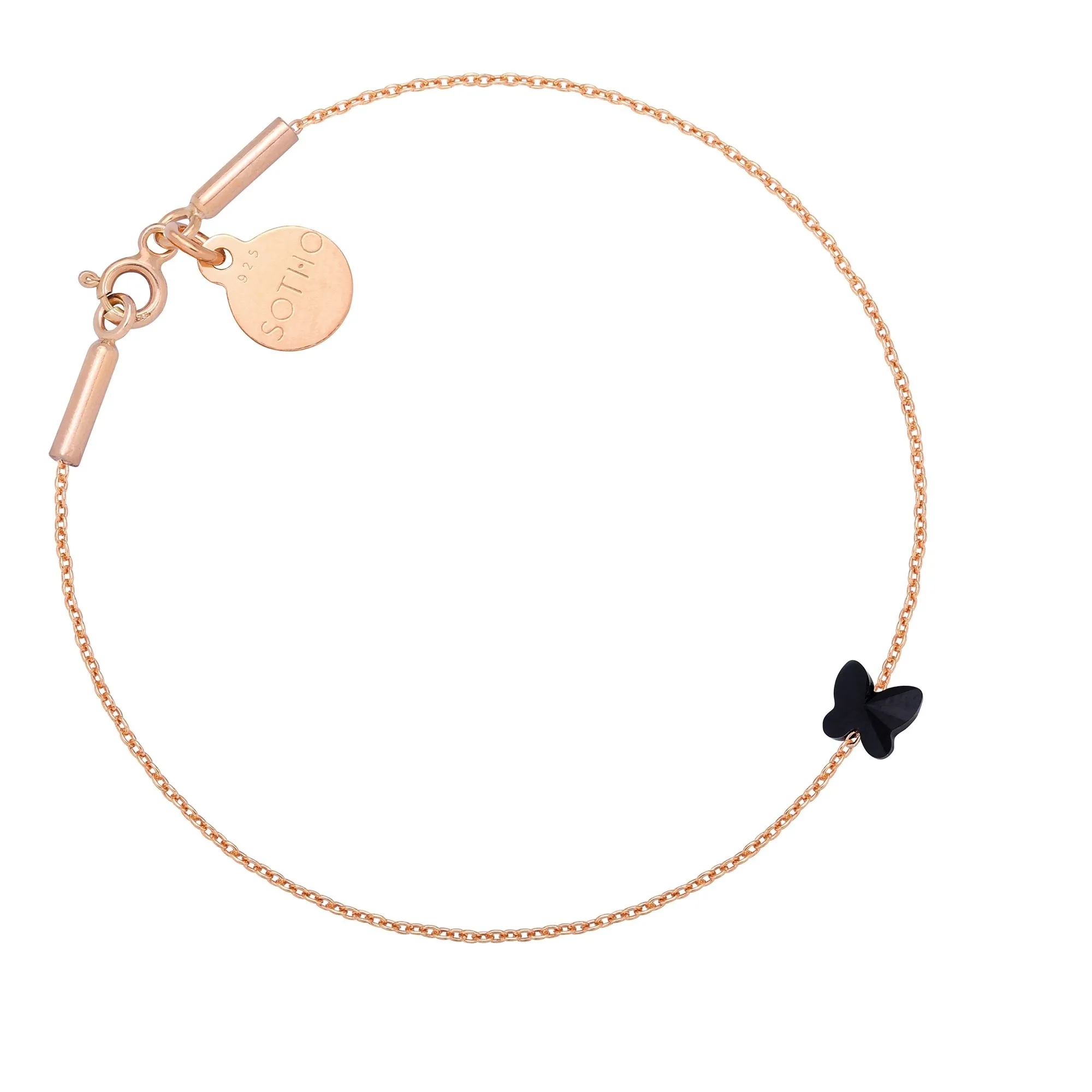 Bransoletka z różowego złota zdobiona czarnym motylkiem SWAROVSKI® CRYSTAL