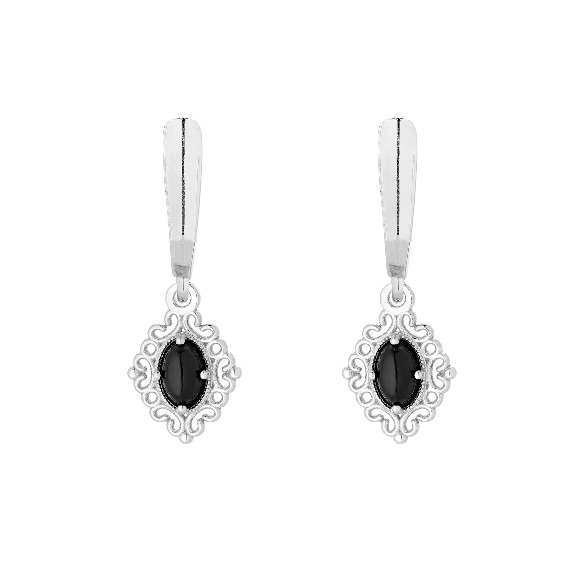 Srebrne kolczyki z onyksem