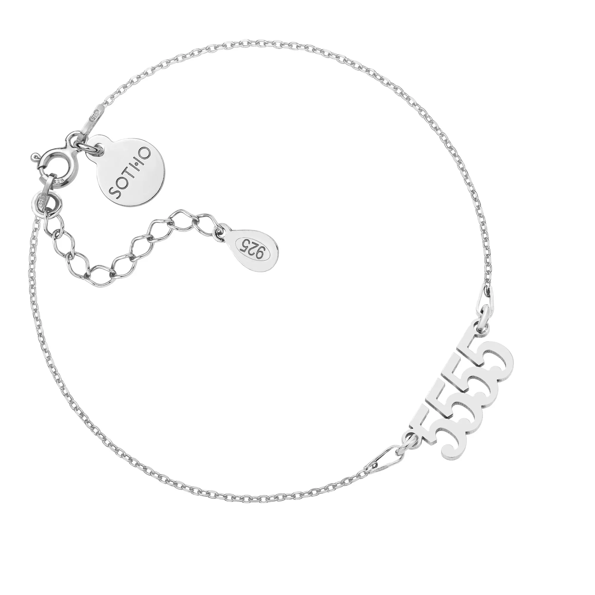 Srebrna bransoletka z liczbami anielskimi : liczby anielskie 4 - 9999