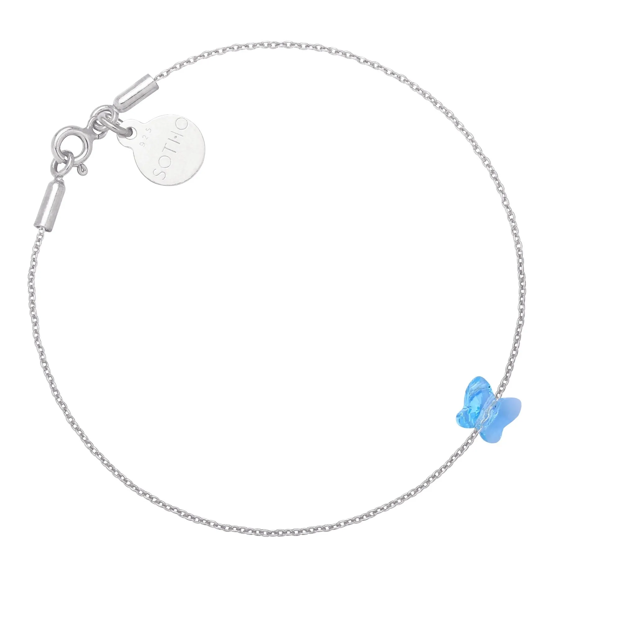 Srebrna bransoletka zdobiona niebieskim motylkiem SWAROVSKI® CRYSTAL