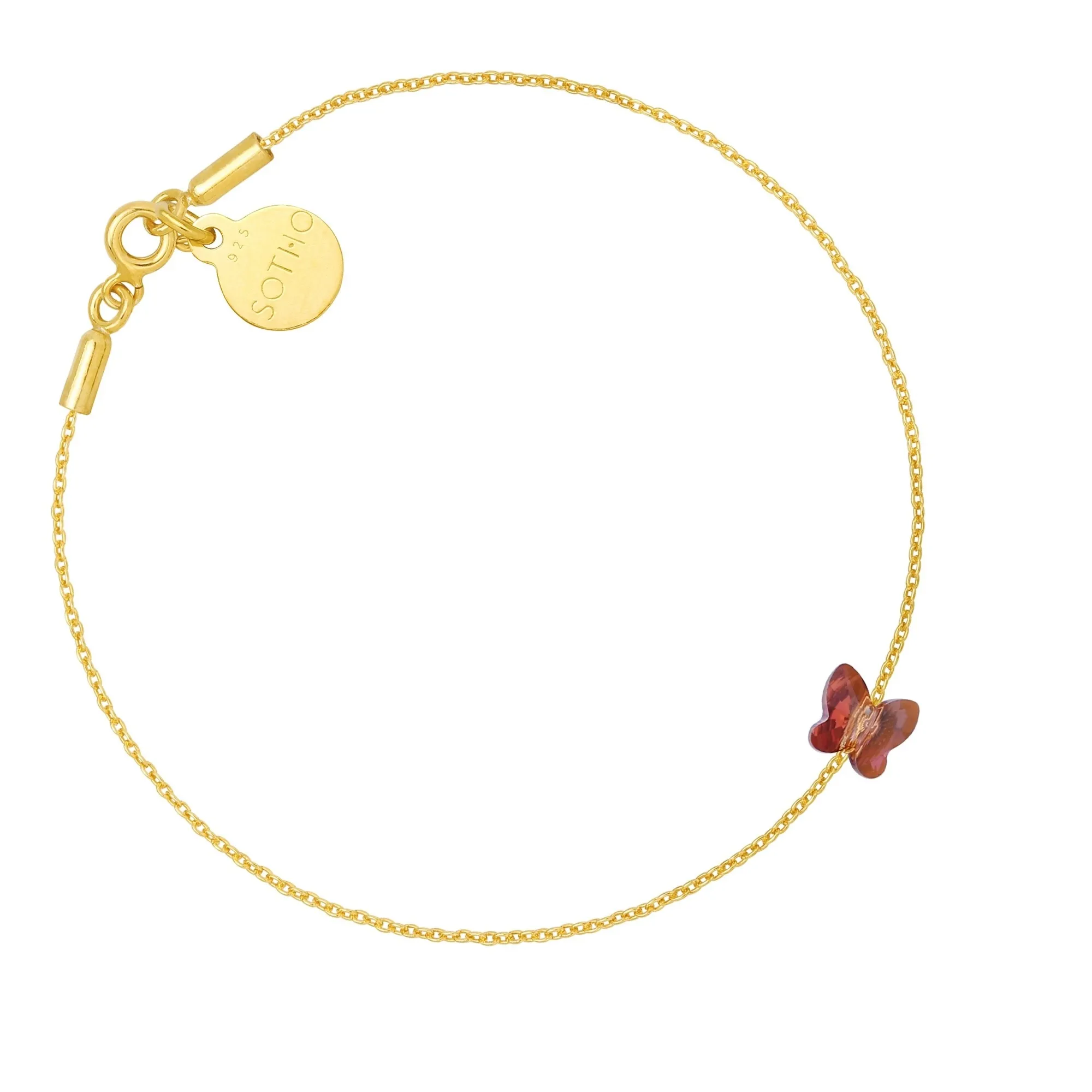 Złota bransoletka zdobiona brązowym motylkiem SWAROVSKI® CRYSTAL