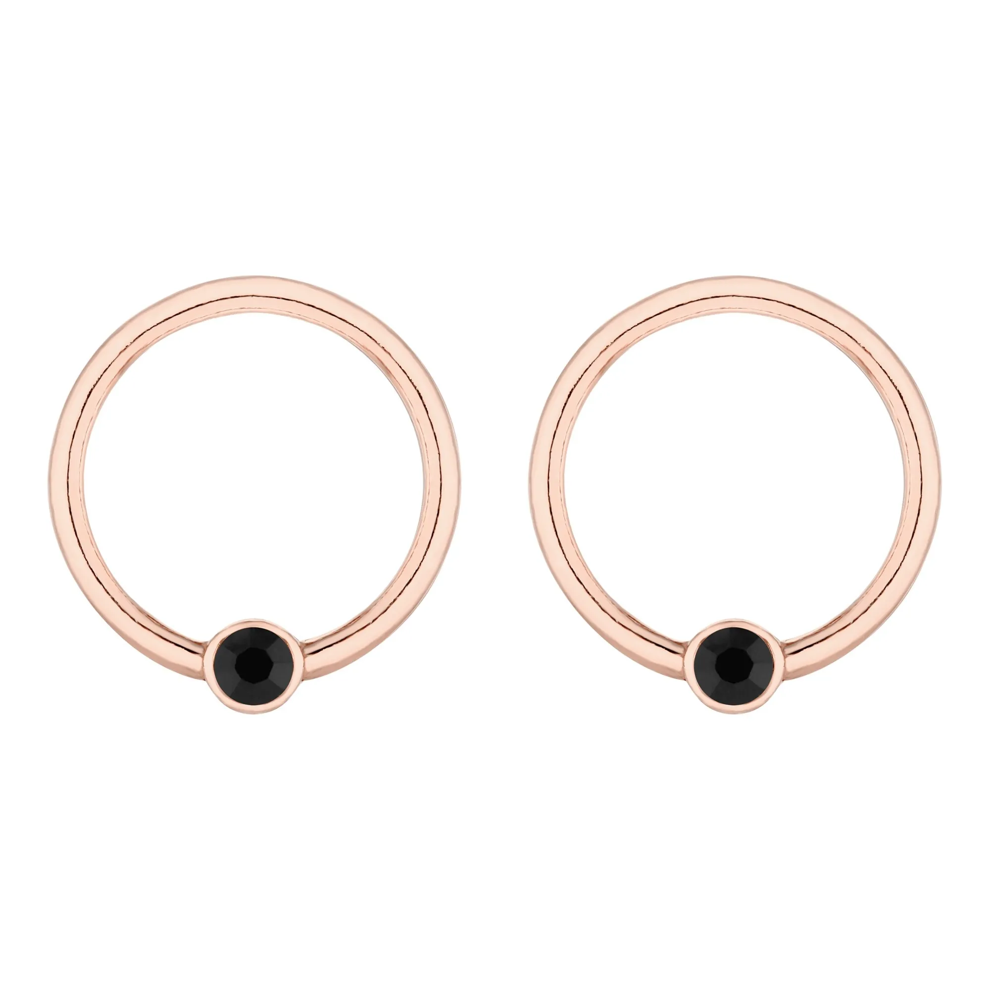 Kolczyki z różowego złota z czarnym kryształem Preciosa