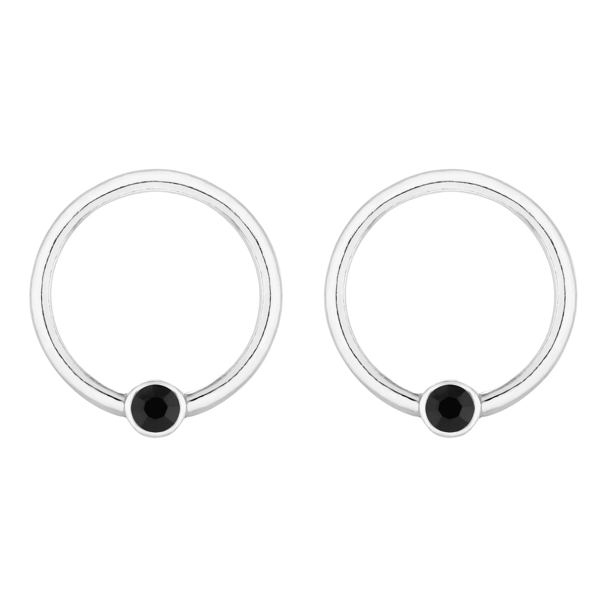 Srebrne kolczyki z czarnym kryształem Preciosa