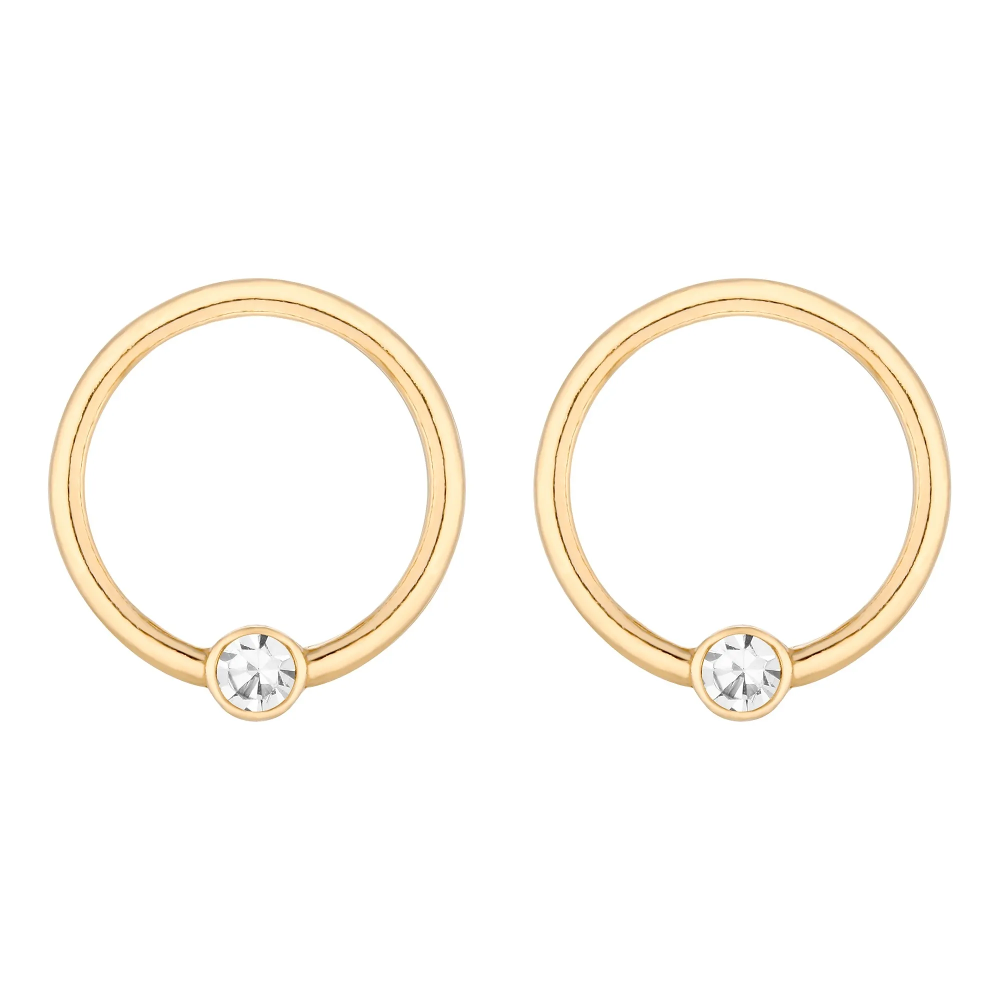 Złote kolczyki z bezbarwnym kryształem Preciosa