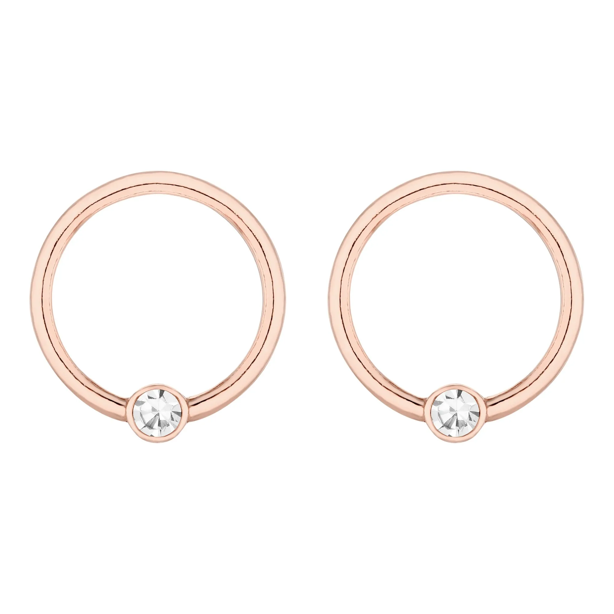 Kolczyki z różowego złota z bezbarwnym kryształem Preciosa