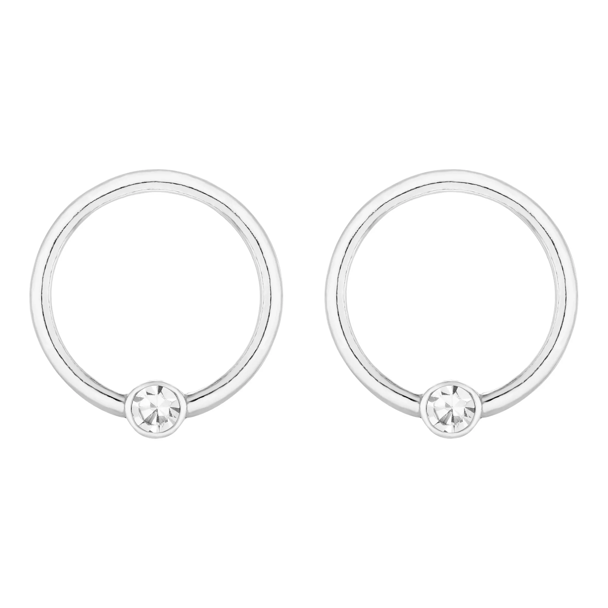 Srebrne kolczyki z bezbarwnym kryształem Preciosa
