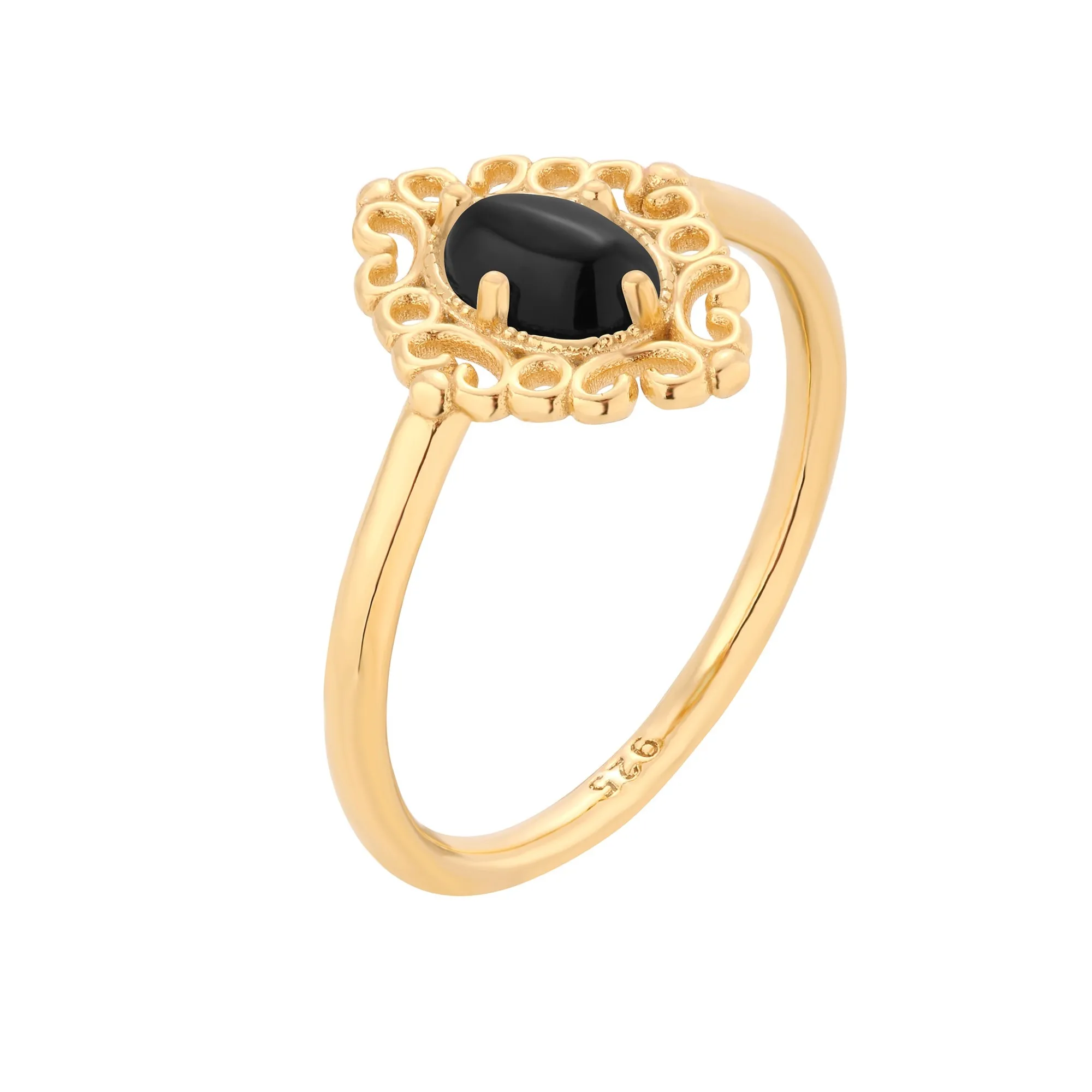 Złoty pierścionek z onyksem : pierścionki - 18