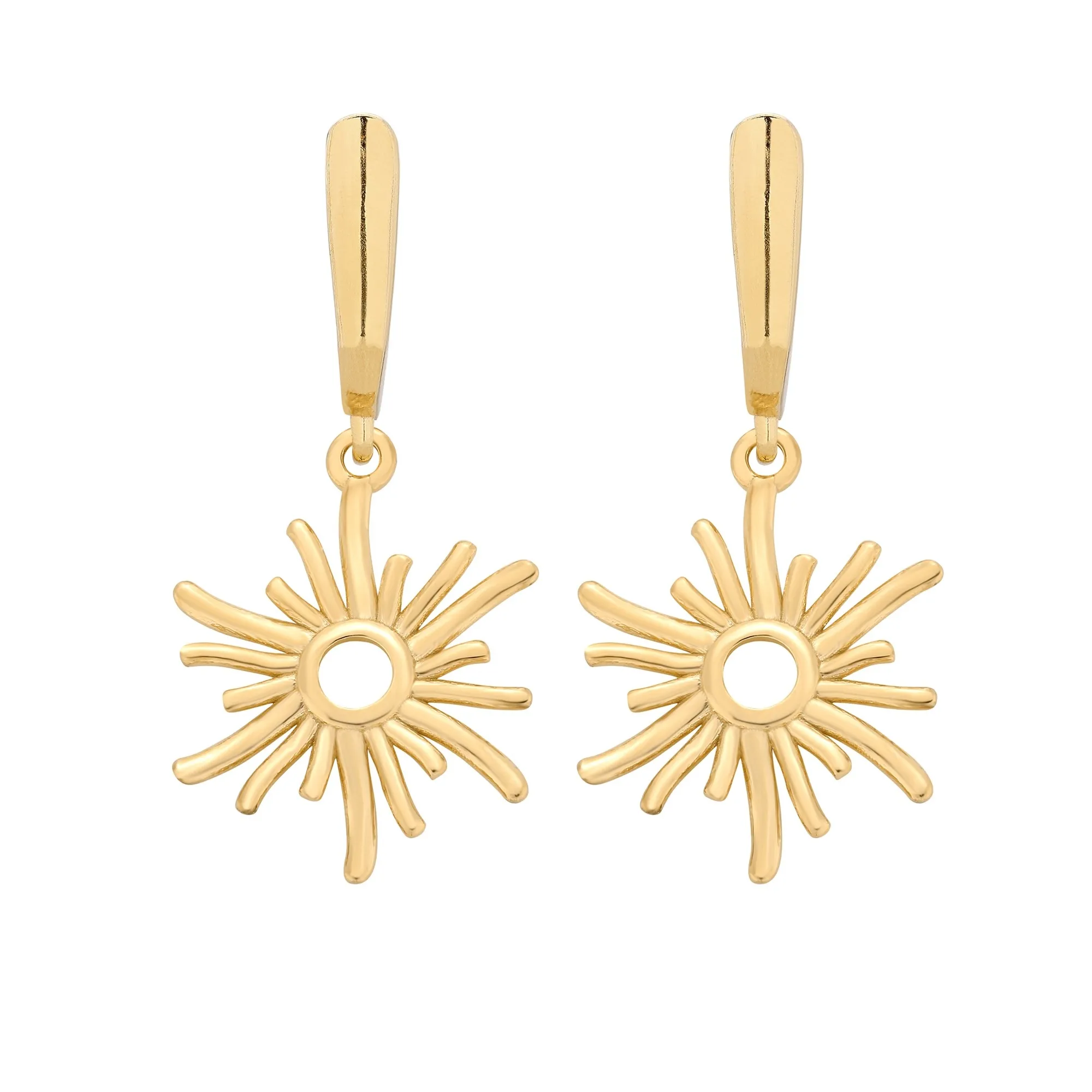 Złote kolczyki ze słoneczkami