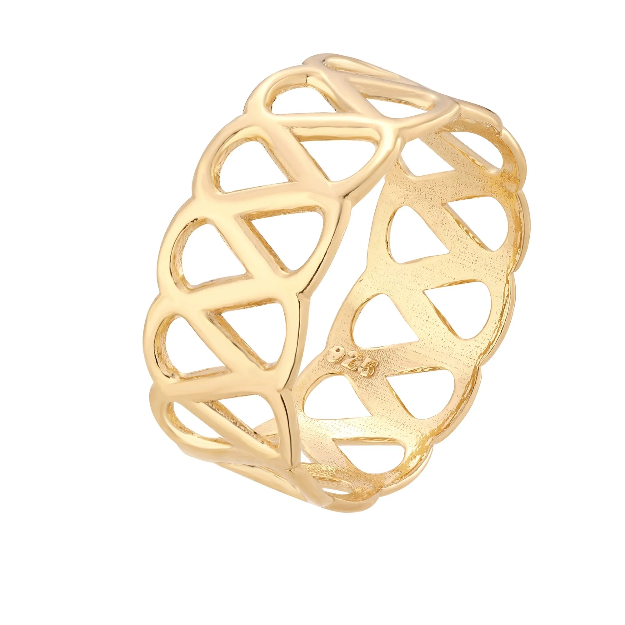 Złota gruba ażurowa obrączka : pierścionki - 12