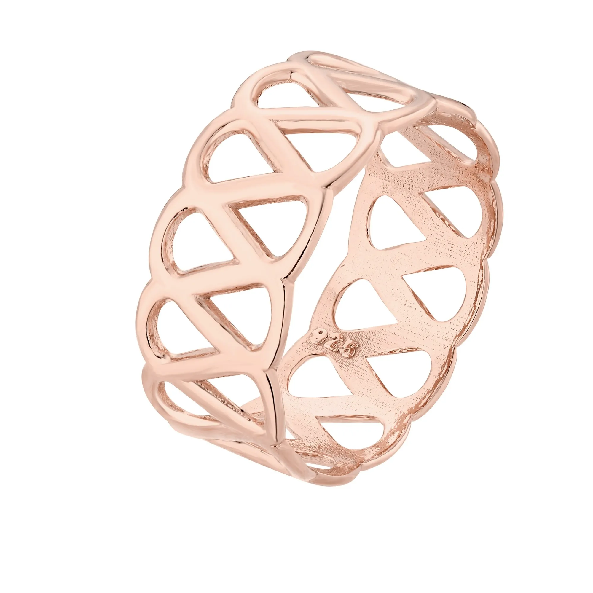 Gruba ażurowa obrączka z różowego złota : pierścionki - 12