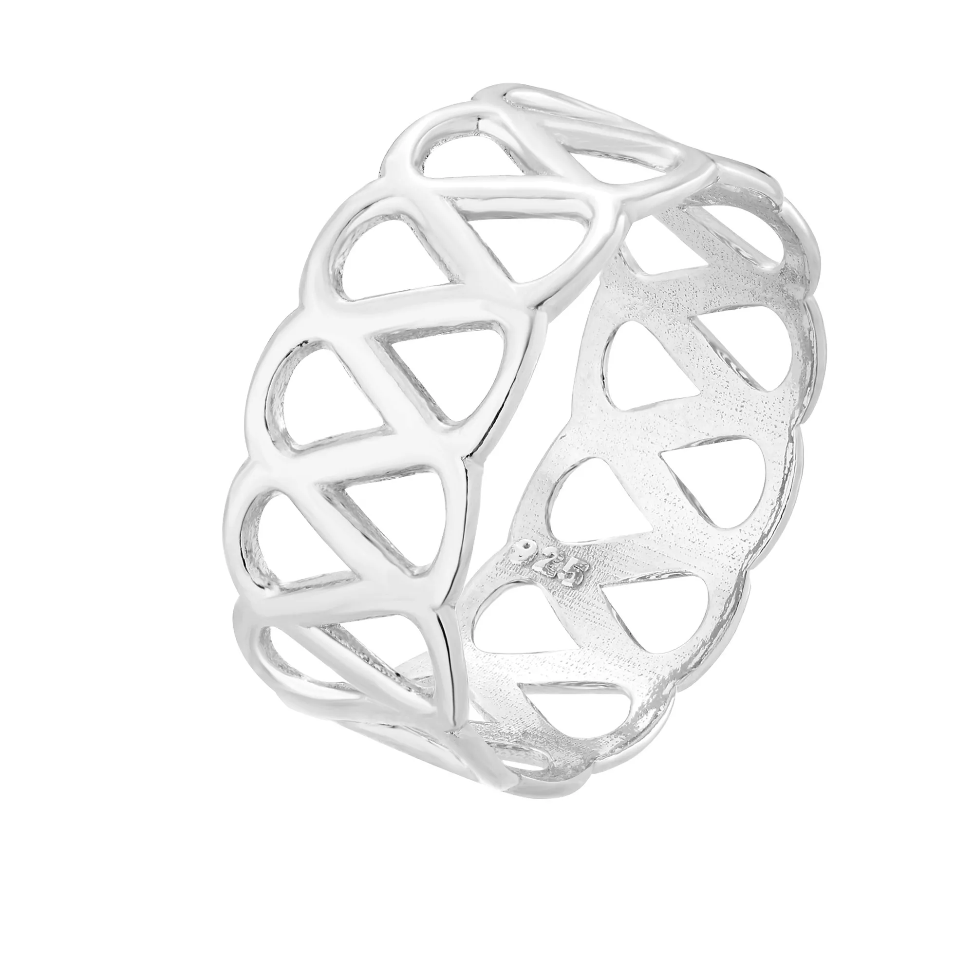 Srebrna gruba ażurowa obrączka : pierścionki - 18