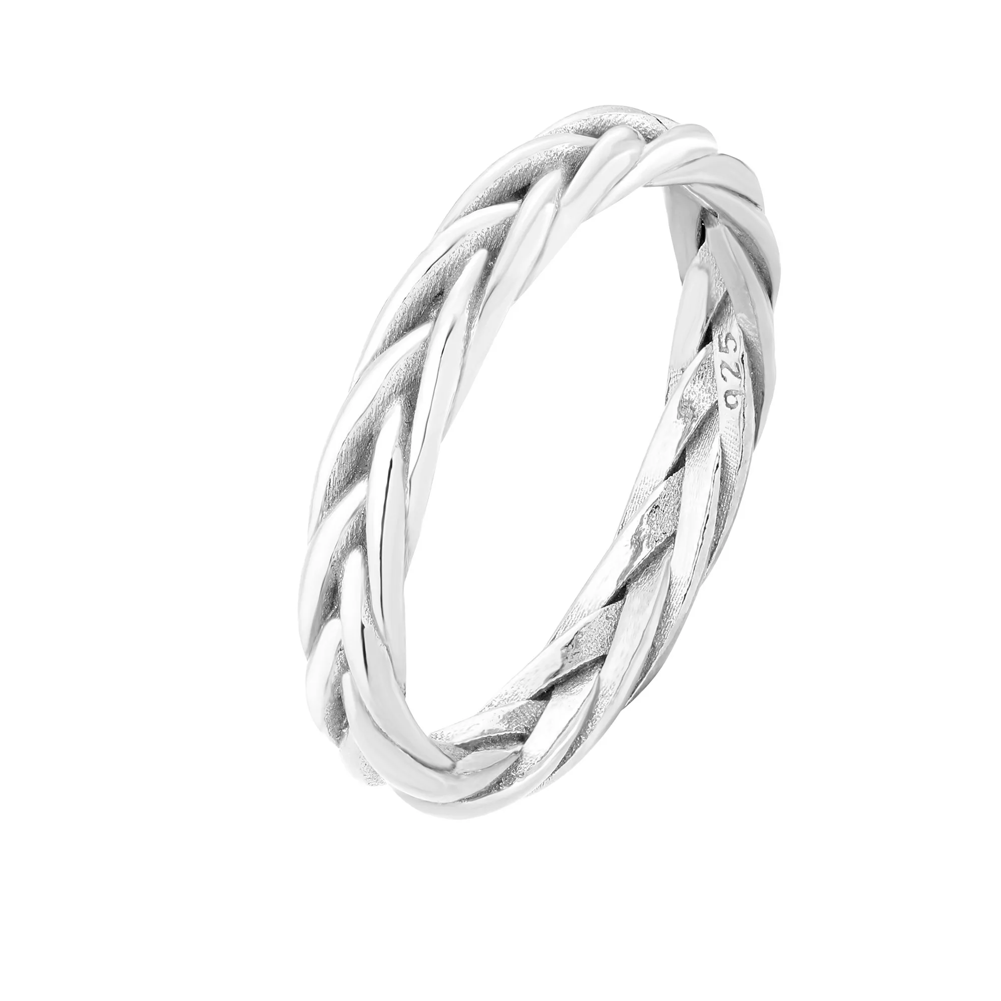 Srebrna pleciona obrączka : pierścionki - 16