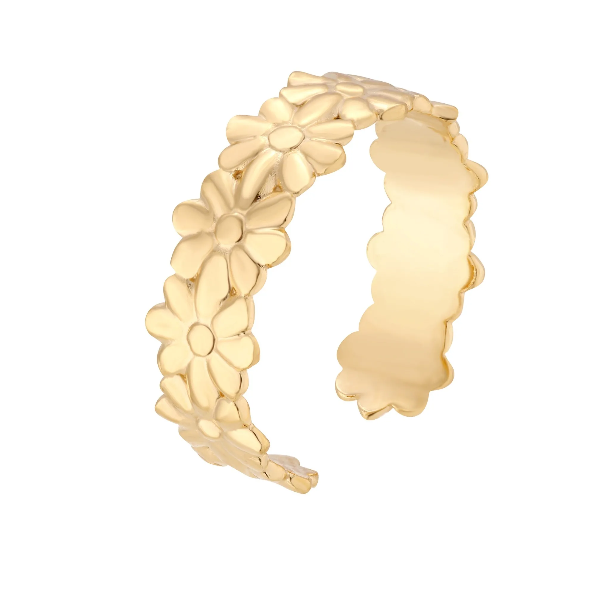 Złota obrączka z kwiatuszkami