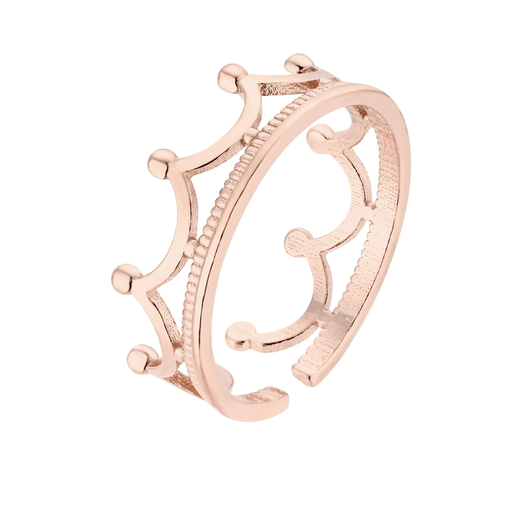 Pierścionek korona z różowego złota