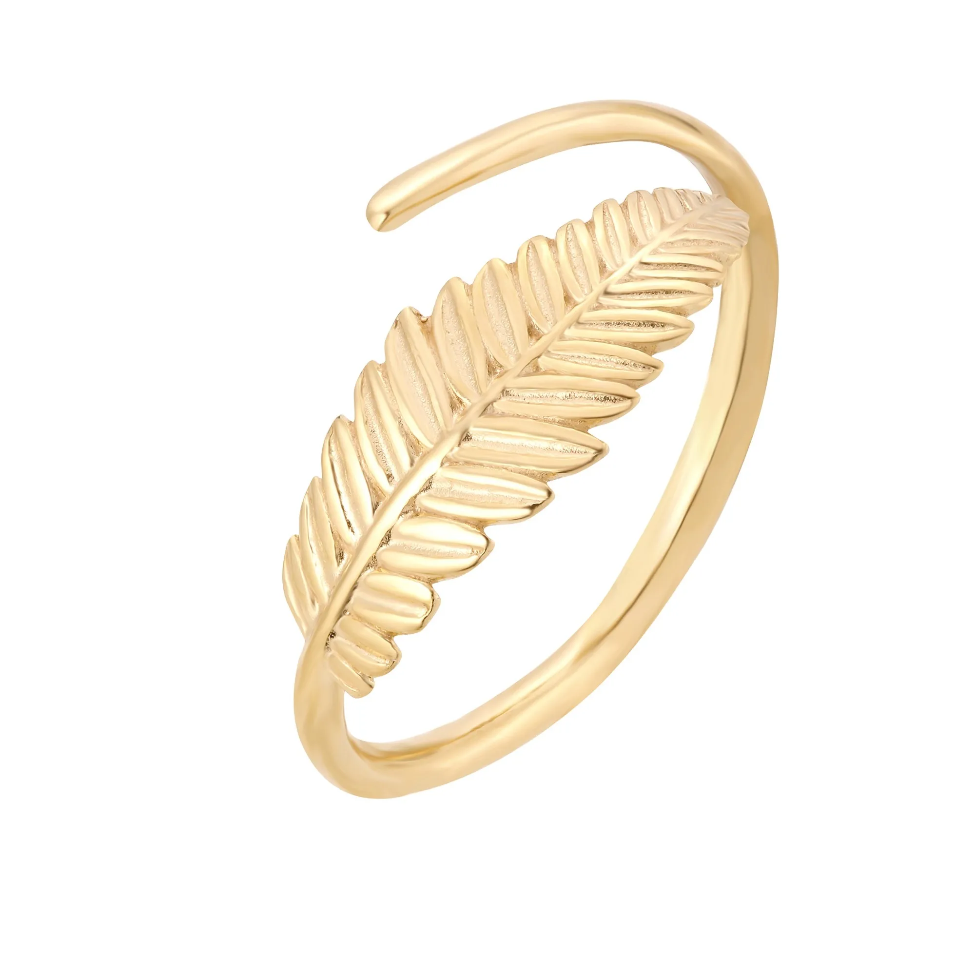 Złoty pierścionek z liściem laurowym