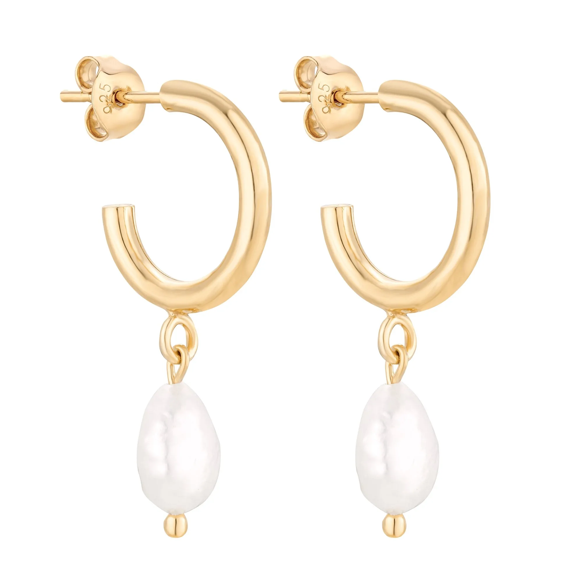 Złote półkola M z naturalnymi perłami 1 Złote półkola M z naturalnymi perłami