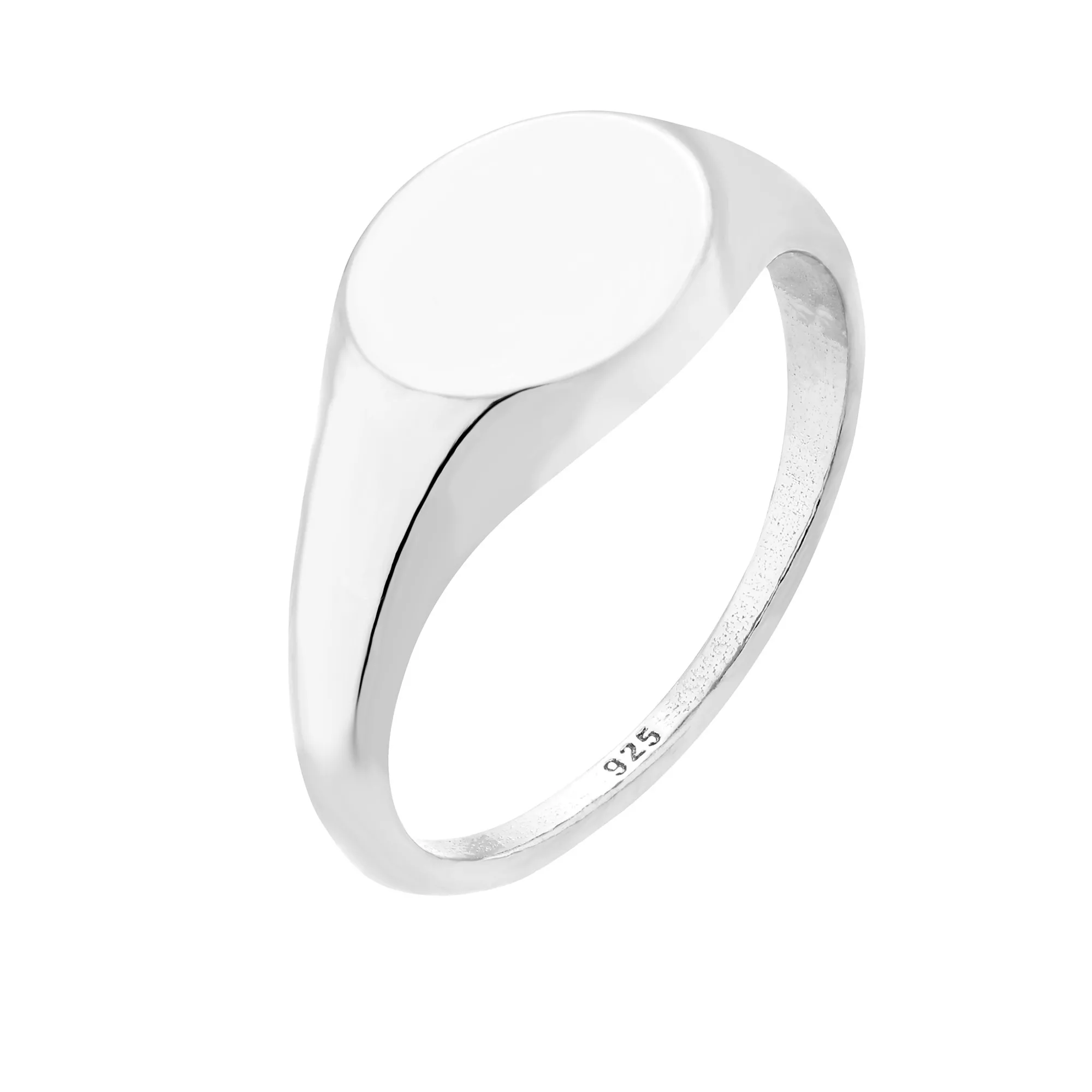 Srebrny owalny sygnet : pierścionki - 14