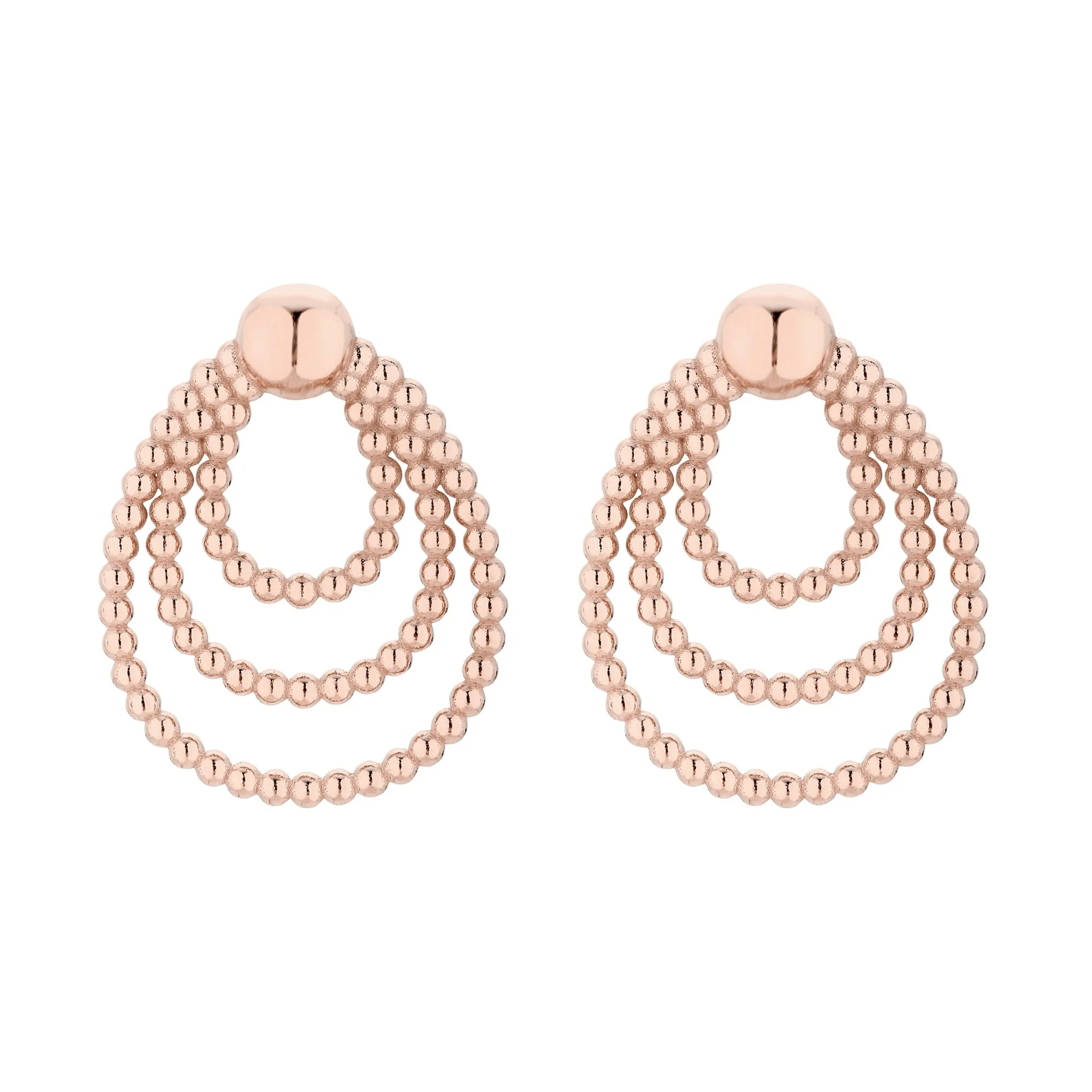 Potrójne kolczyki z różowego złota