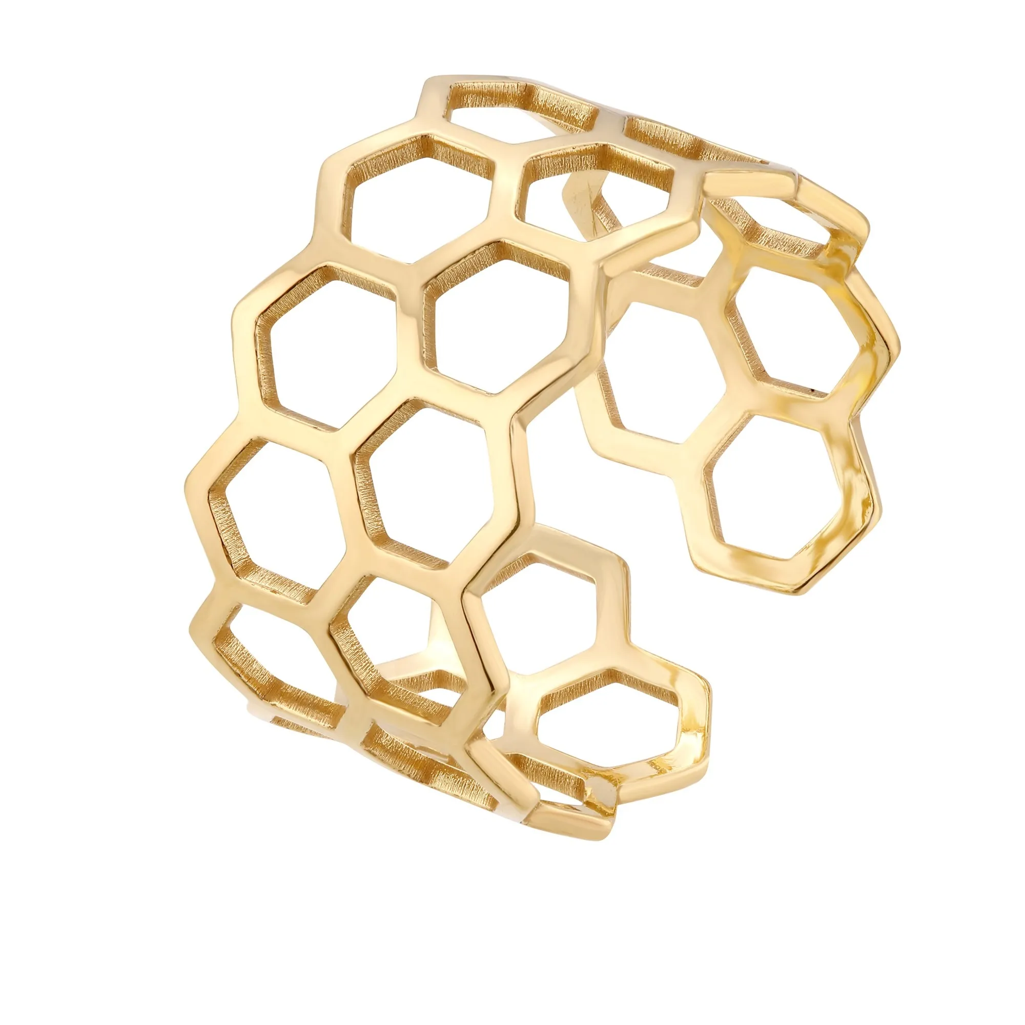 Złota gruba ażurowa obrączka