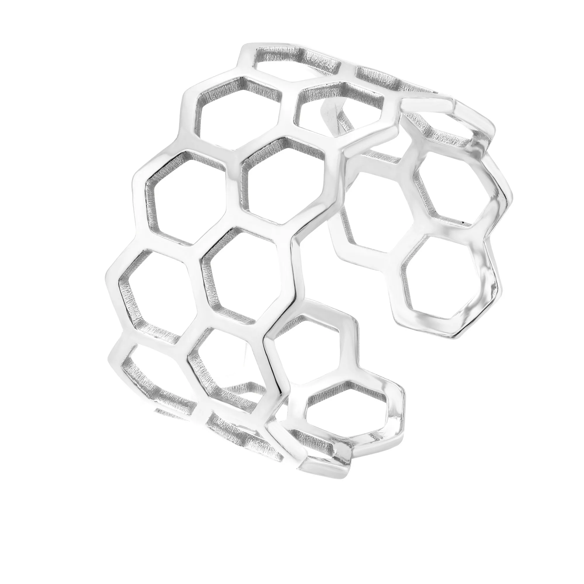 Srebrna gruba ażurowa obrączka