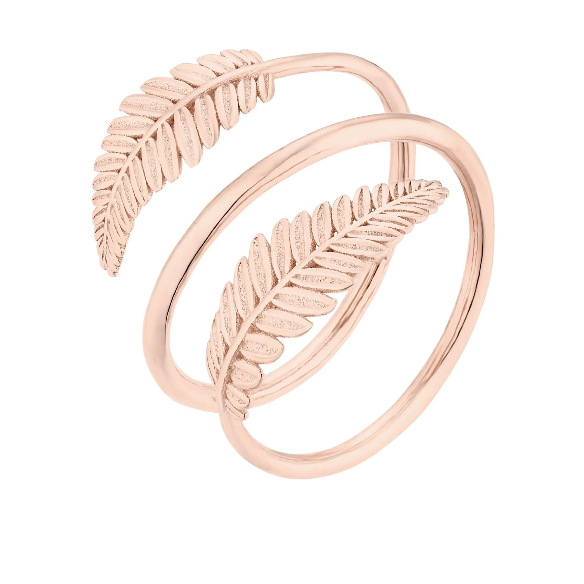 Potrójny pierścionek z liśćmi z różowego złota