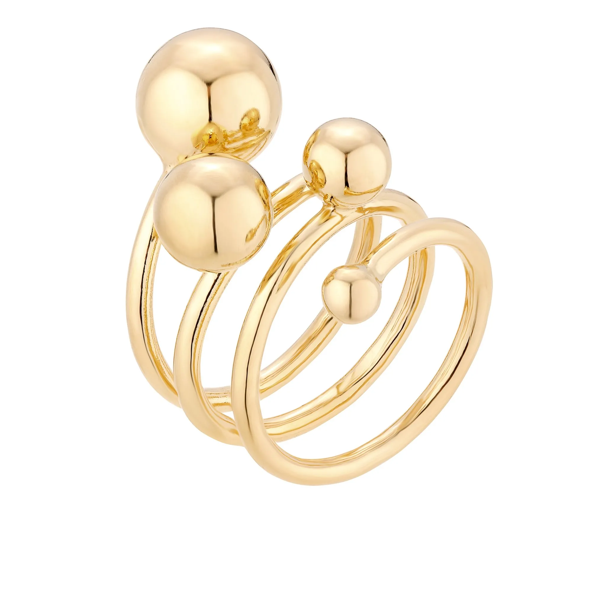 Złoty masywny pierścionek z kulkami : pierścionki - 15