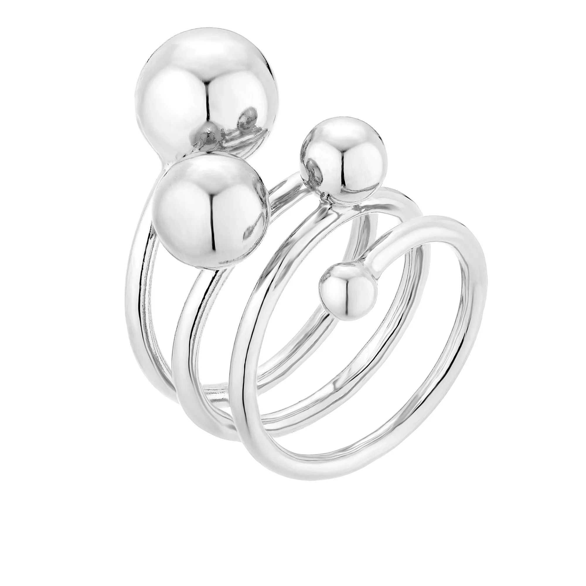 Srebrny masywny pierścionek z kulkami : pierścionki - 22