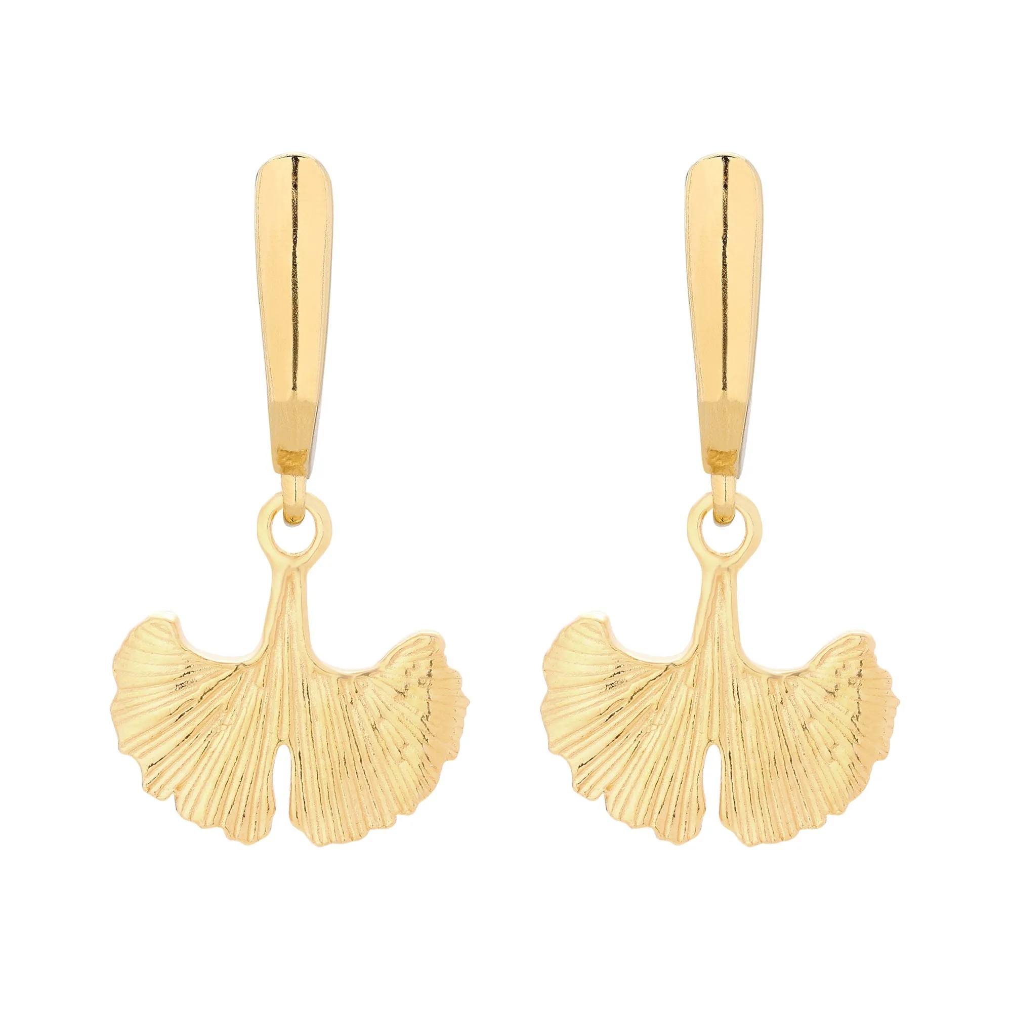 Złote kolczyki liście miłorzębu