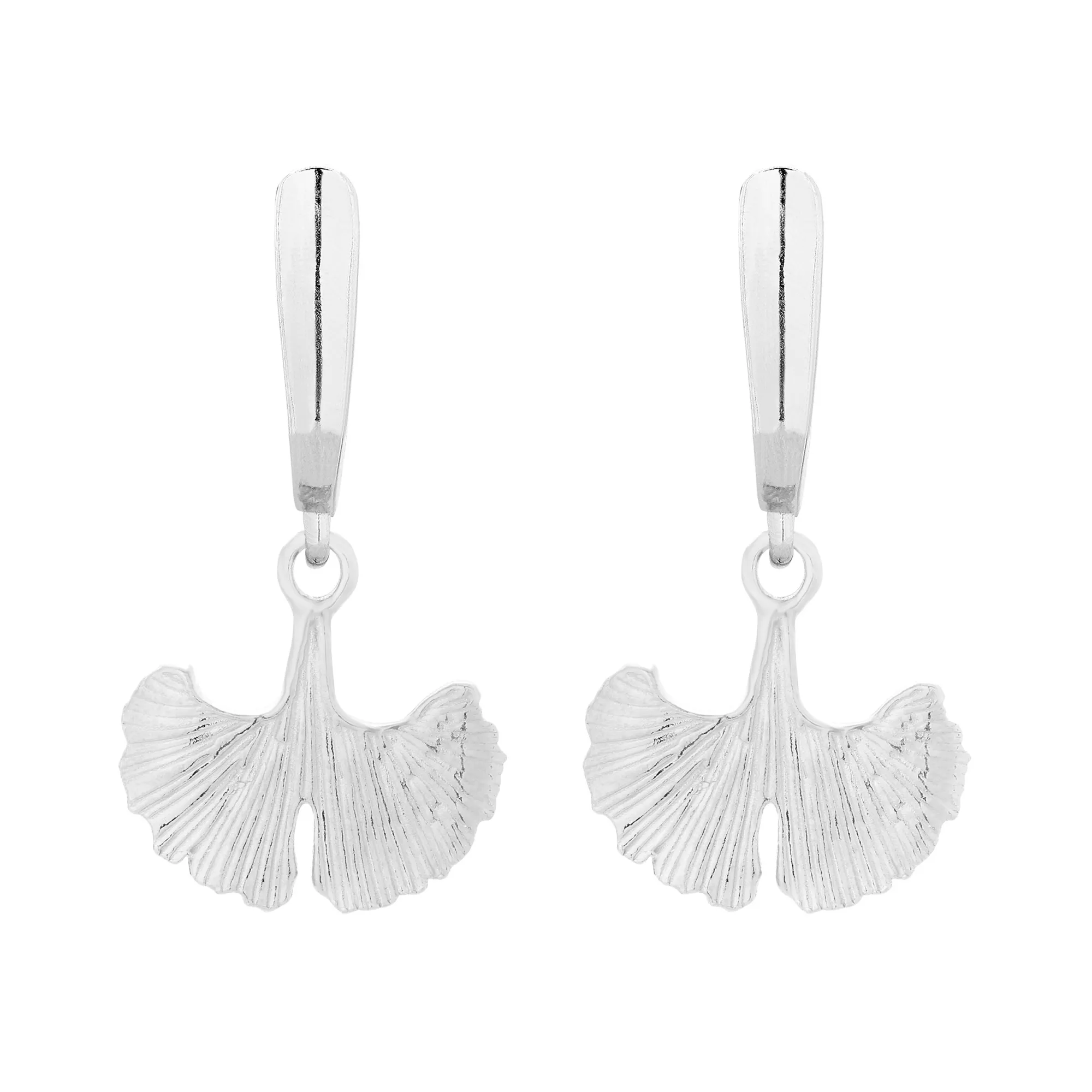 Srebrne kolczyki liście miłorzębu