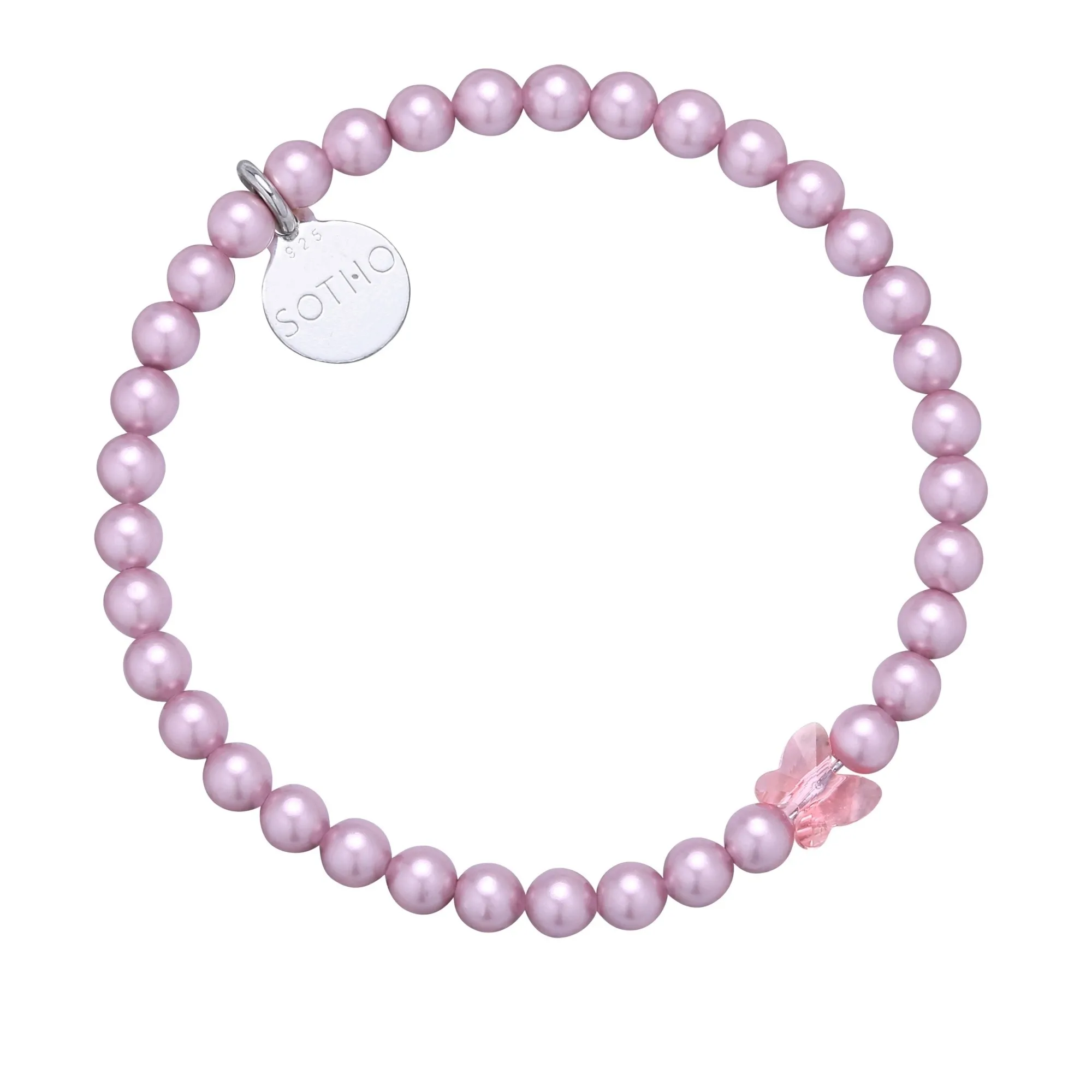 Różowa bransoletka zdobiona kryształowym motylkiem SWAROVSKI® CRYSTAL