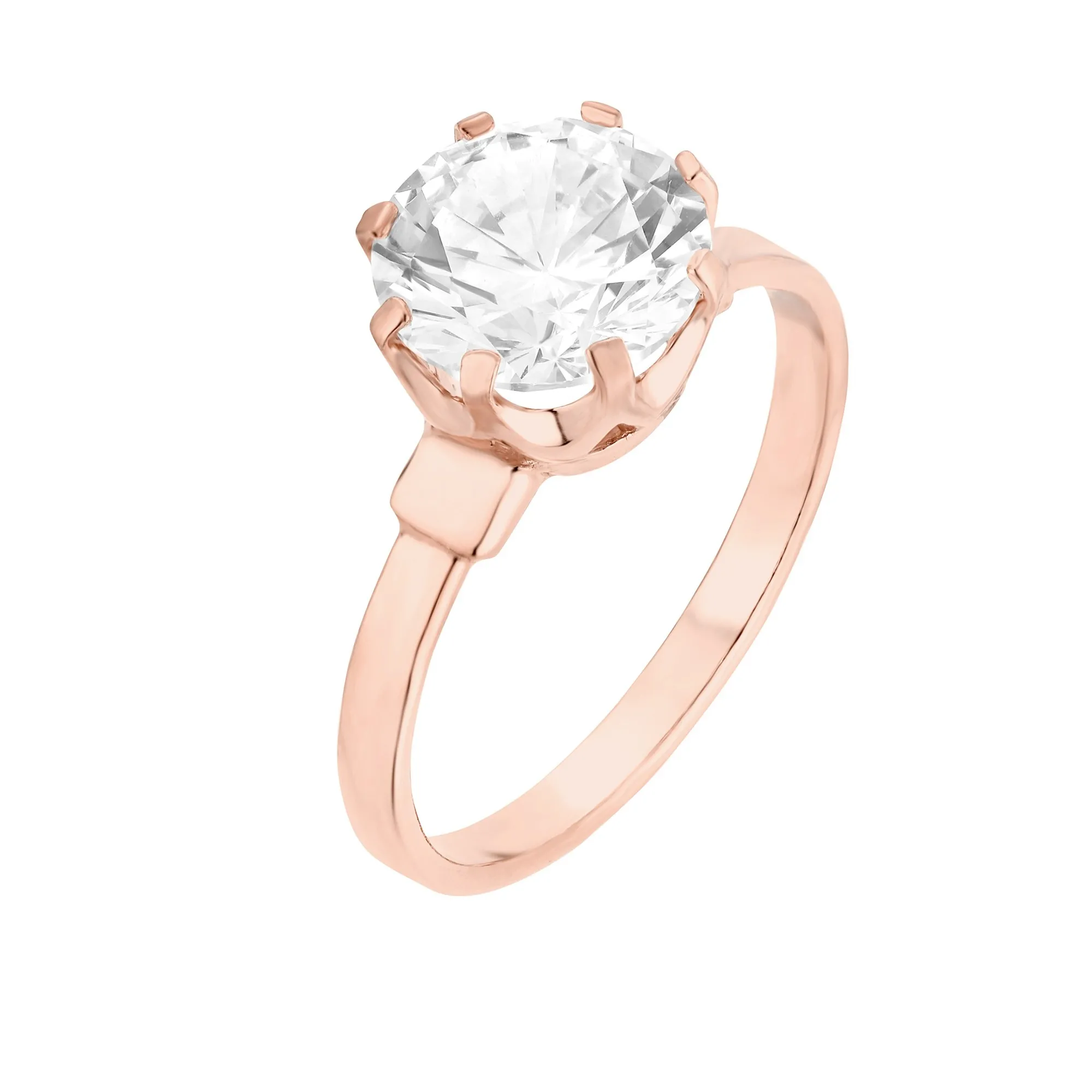 Pierścionek z różowego złota z dużą cyrkonią : pierścionki - 17