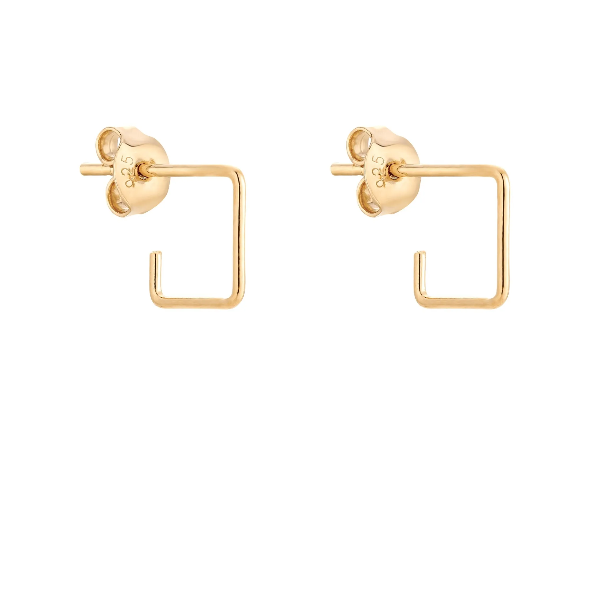 Złote kolczyki kwadraty