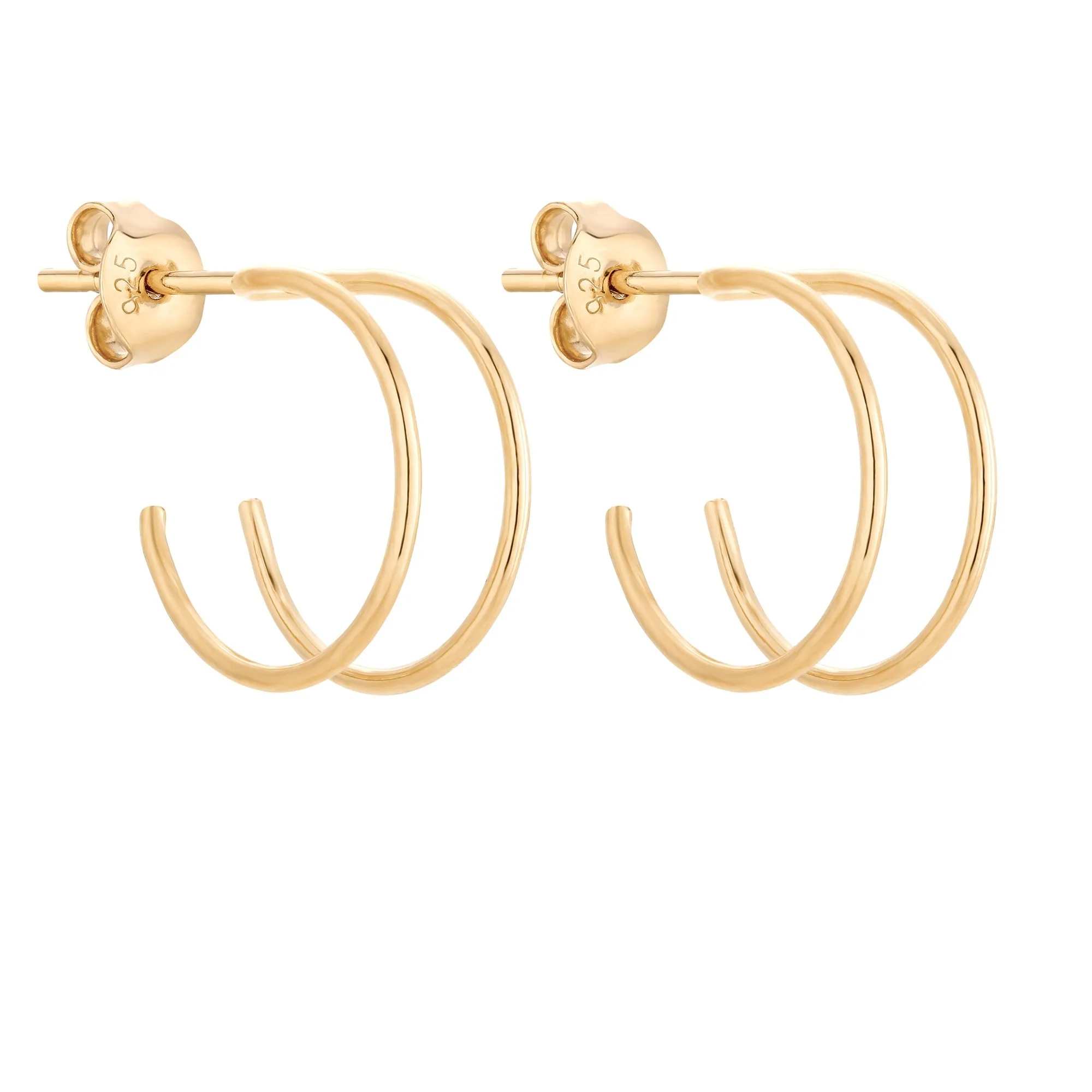 Złote podwójne kolczyki