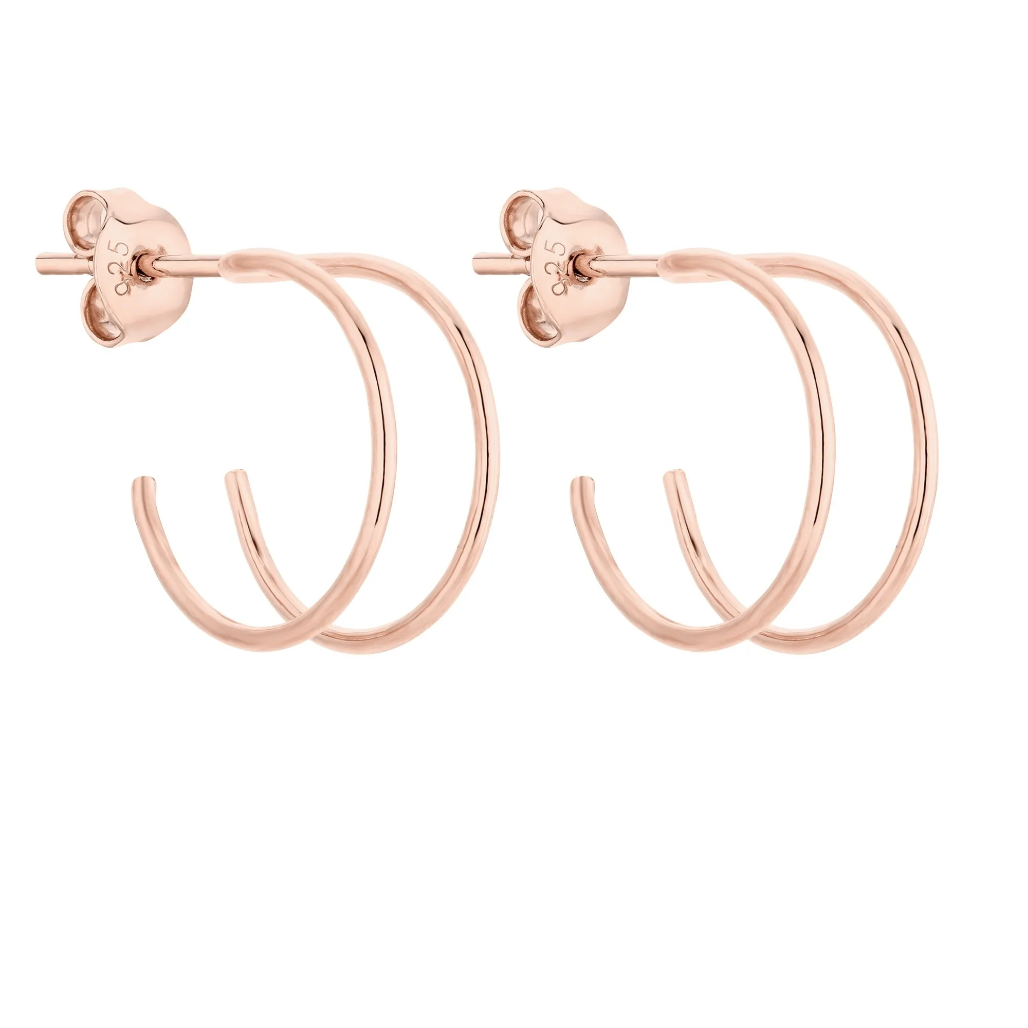 Podwójne kolczyki z różowego złota