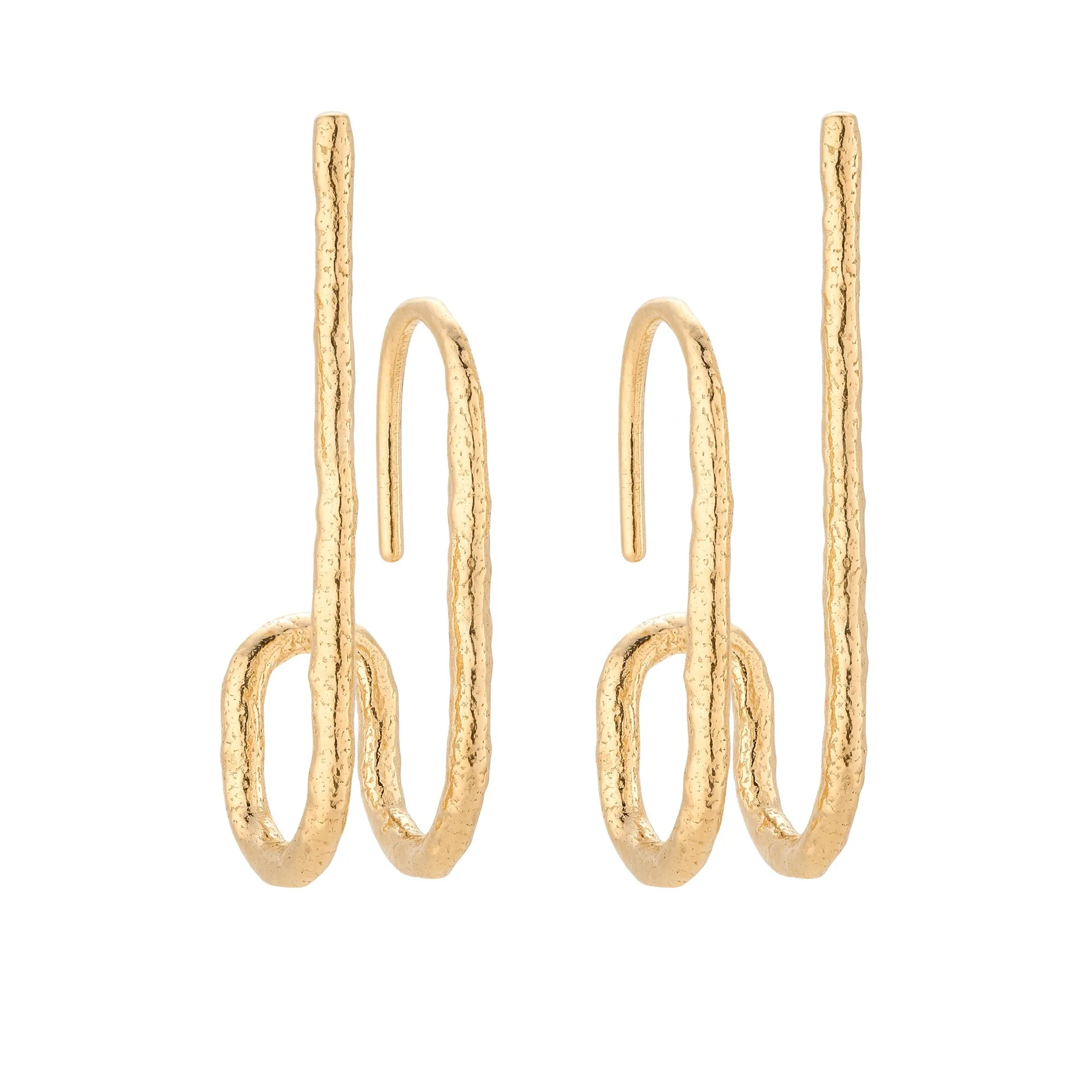 Złote podłużne kolczyki