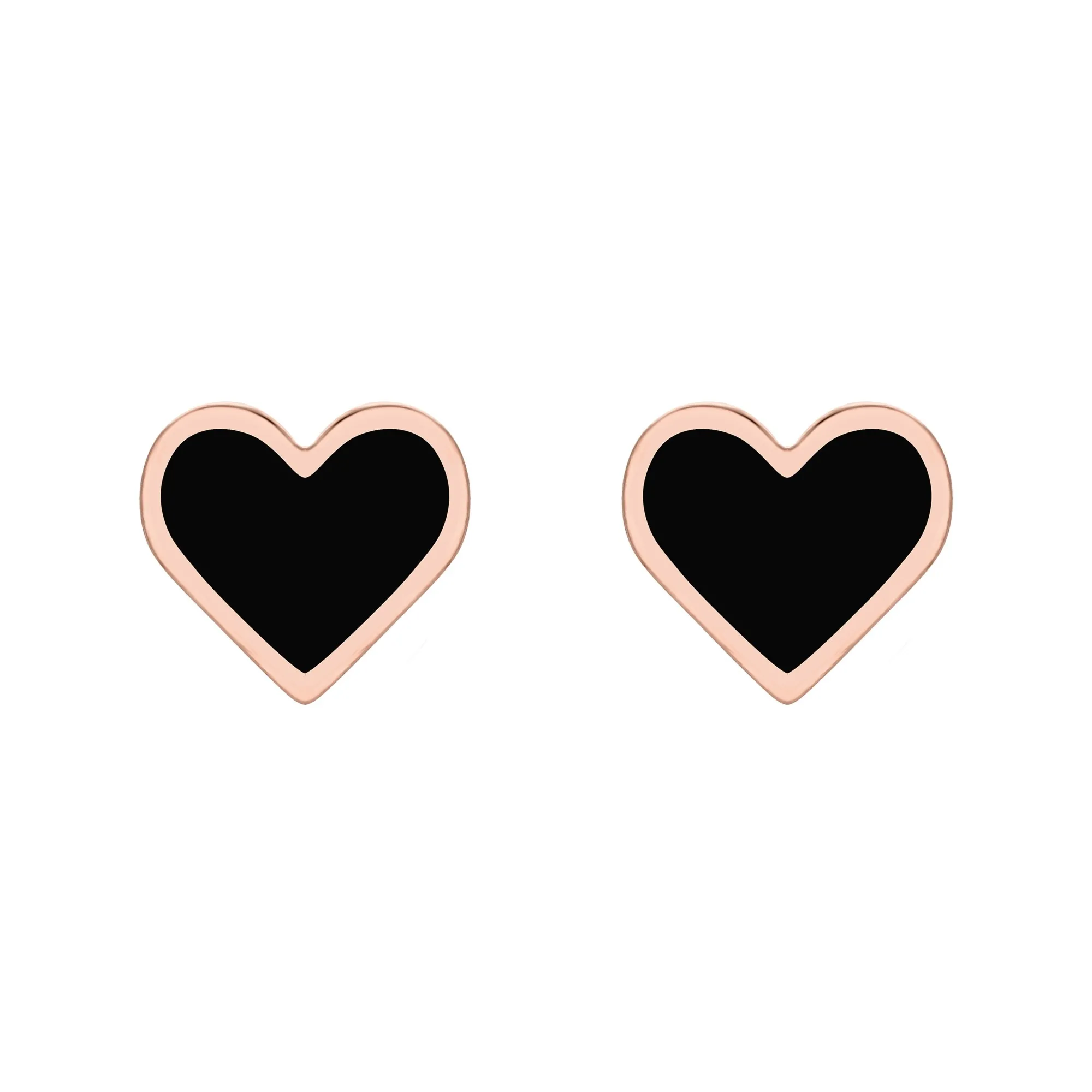 Kolczyki z różowego złota z czarnym serduszkiem