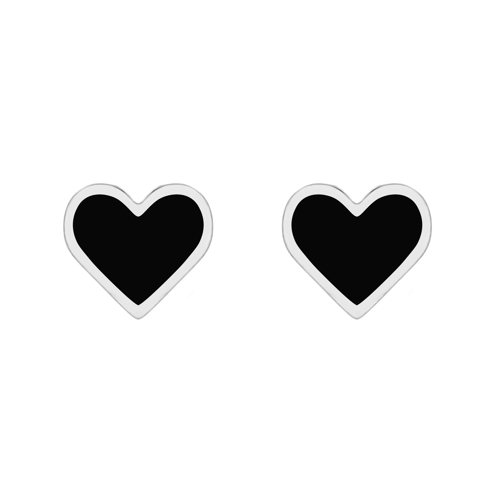 Srebrne kolczyki z czarnym serduszkiem